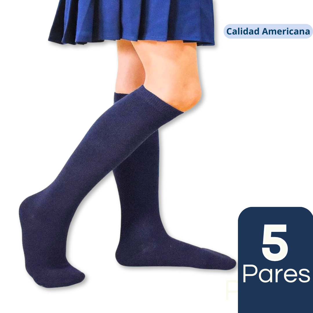 PACK 5 CALCETINES BAMBÚ NIÑA UTILÍSIMO AZUL ESCOLAR LARGO MAS CLOTHING - 1
