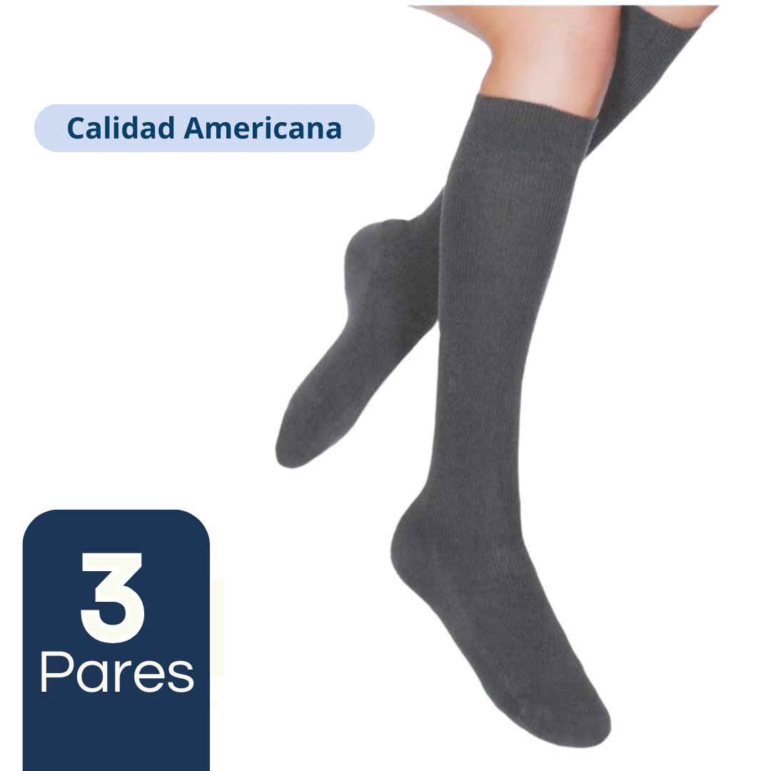 PACK 3 CALCETINES BAMBÚ NIÑA UTILÍSIMO GRIS ESCOLAR LARGO MAS CLOTHING - 1