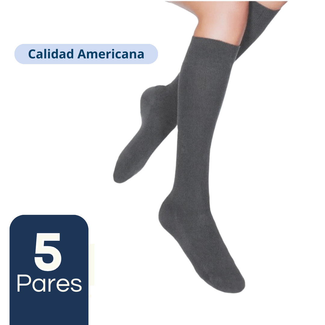 PACK 5 CALCETINES BAMBÚ NIÑA UTILÍSIMO GRIS ESCOLAR LARGO MAS CLOTHING - 1