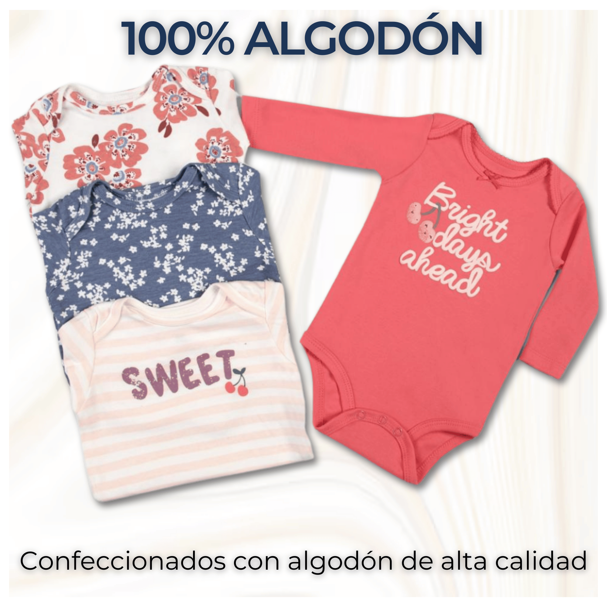 PACK 4 BODYS NIÑA MANGA LARGA ALGODÓN FLORAL BABY - 2