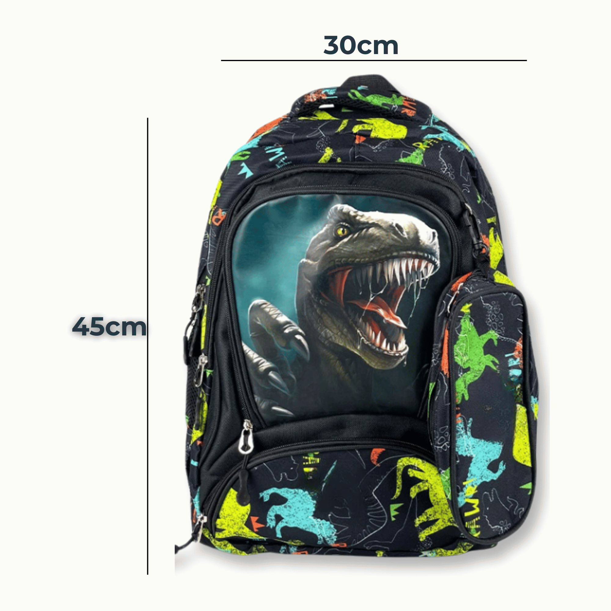 MOCHILA CON LONCHERA Y ESTUCHE 45CM ESCOLAR NIÑO GRAY DINOSAUR - 2