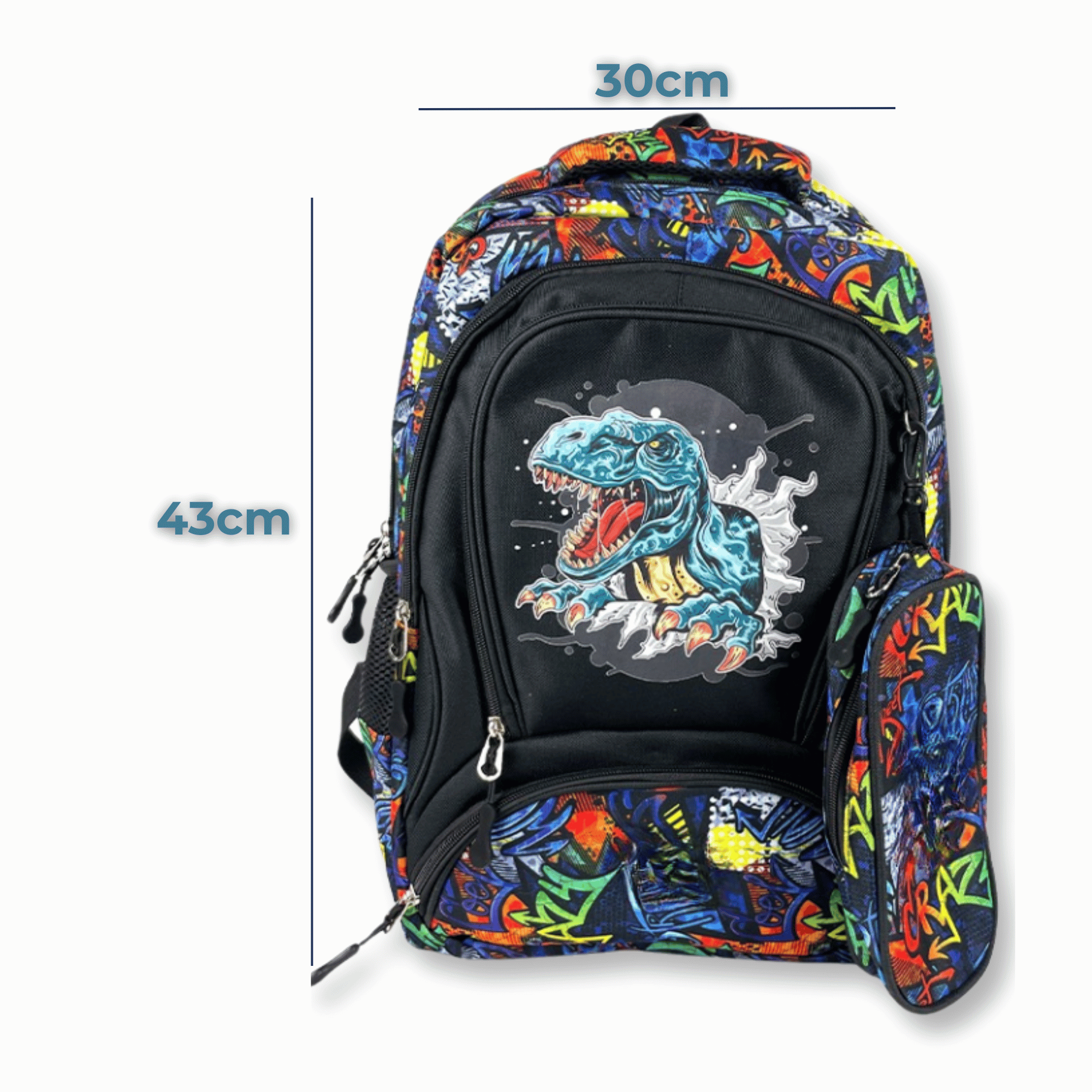 MOCHILA CON LONCHERA Y ESTUCHE 45CM ESCOLAR NIÑO BLUE DINOSAUR - 2