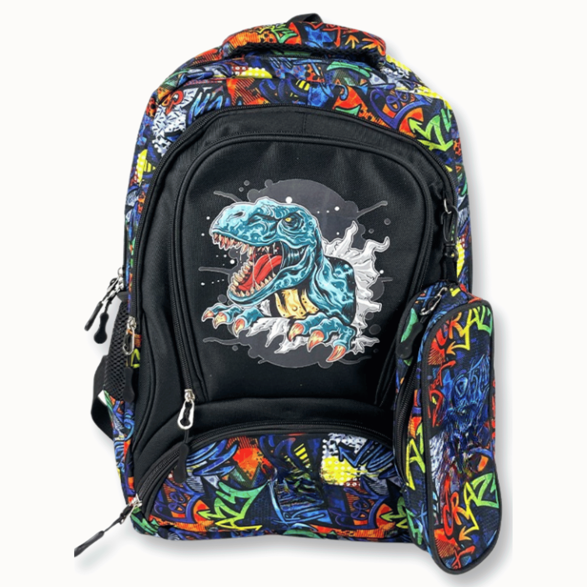 MOCHILA CON LONCHERA Y ESTUCHE 45CM ESCOLAR NIÑO BLUE DINOSAUR - 4