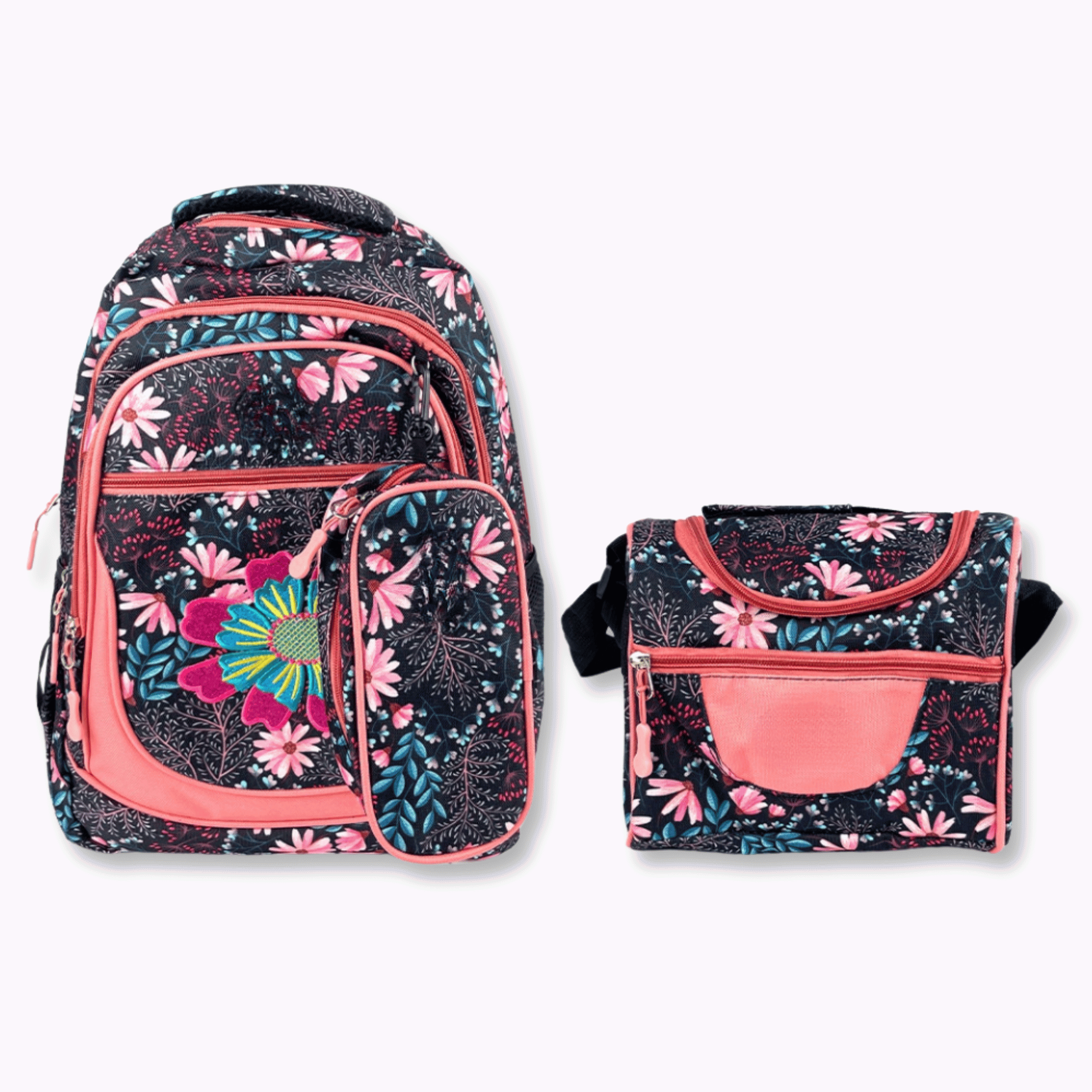 MOCHILA CON LONCHERA Y ESTUCHE 45CM ESTAMPADO VARIADOS NIÑA FLOWERS - 1
