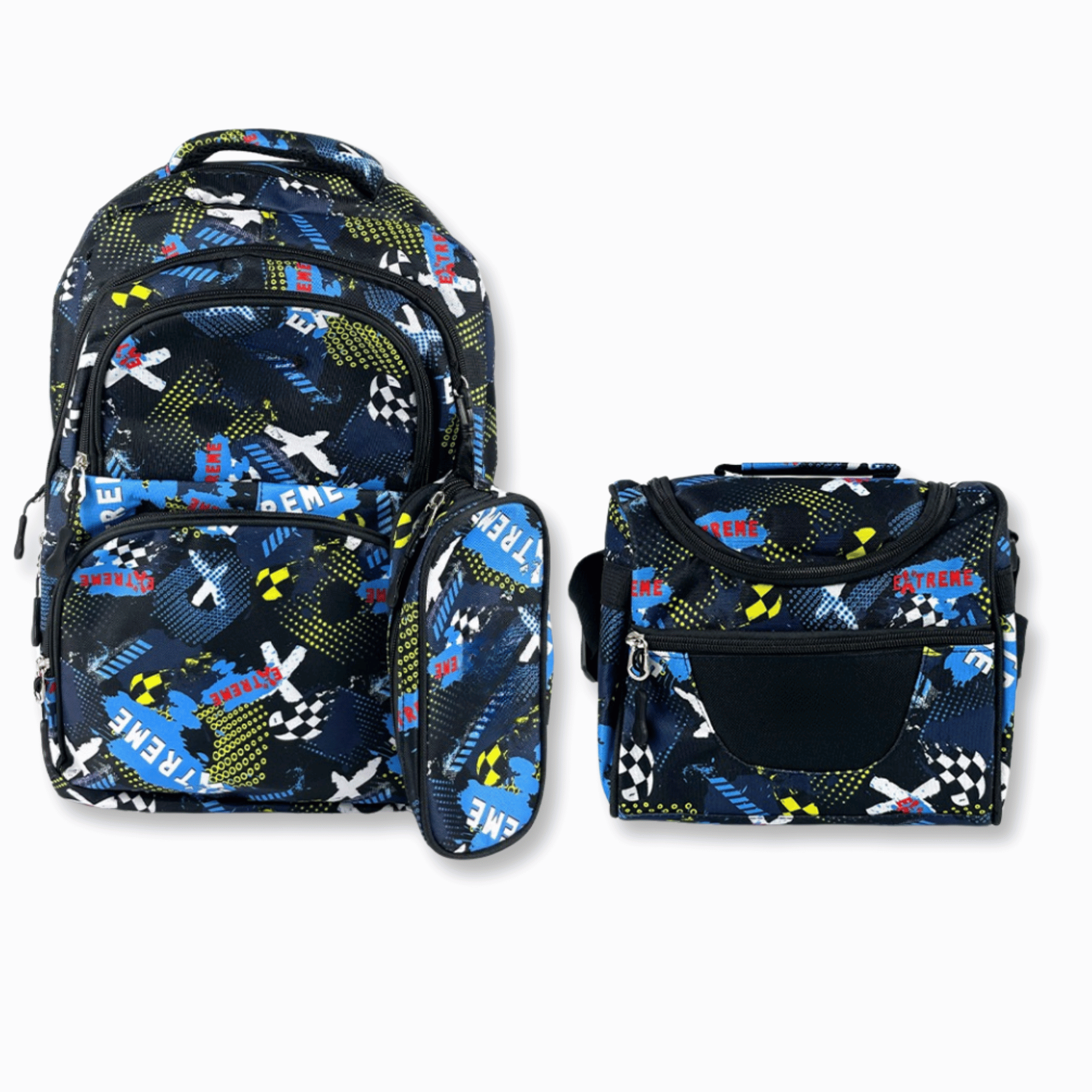 MOCHILA CON LONCHERA Y ESTUCHE 45CM ESTAMPADO FULL COLOR NIÑO CROSS - 1