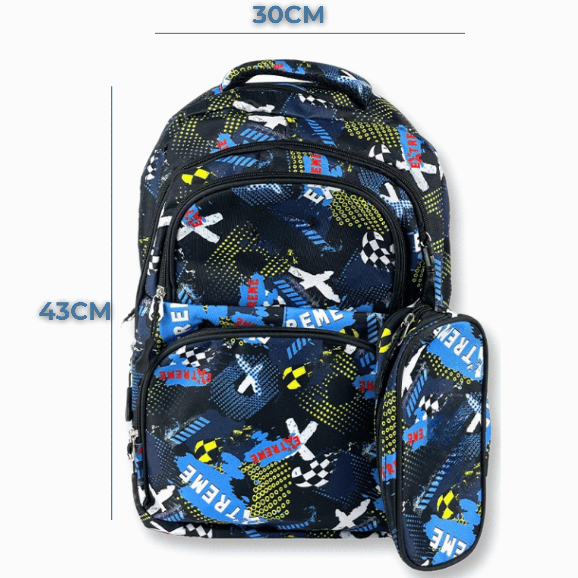 MOCHILA CON LONCHERA Y ESTUCHE 45CM ESTAMPADO FULL COLOR NIÑO CROSS - 2