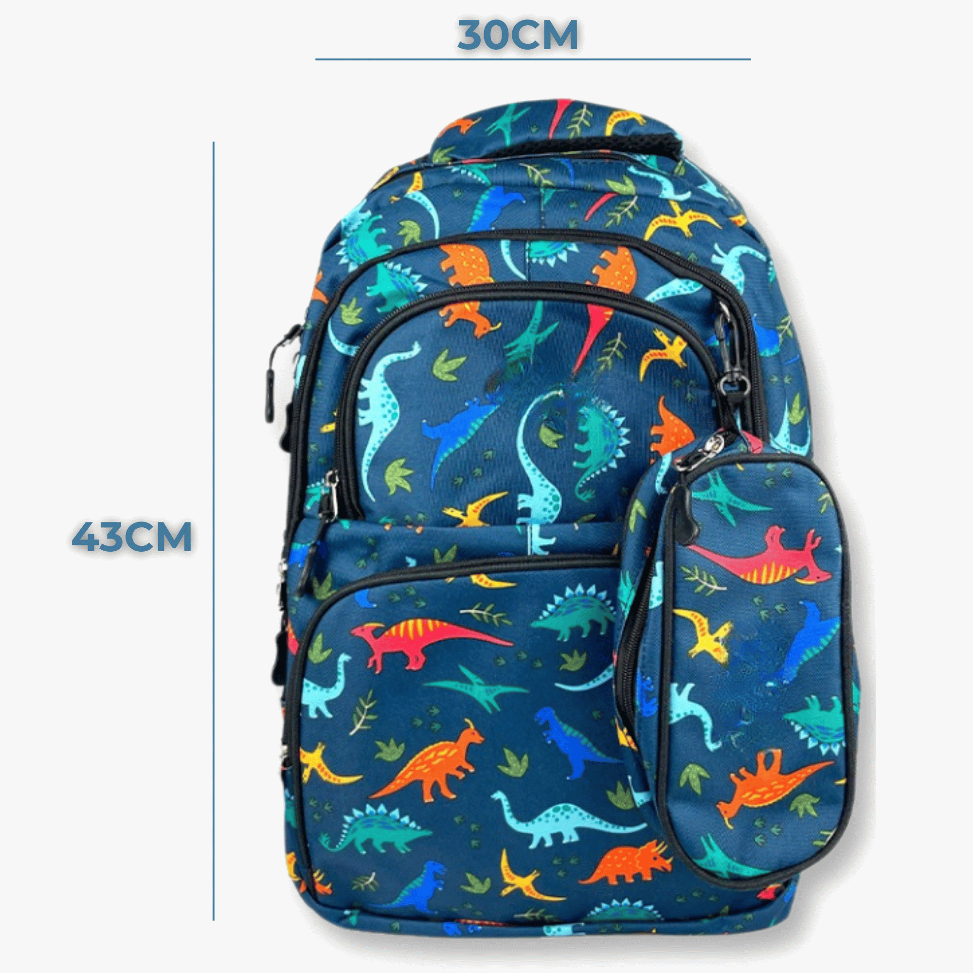 MOCHILA CON LONCHERA Y ESTUCHE 45CM ESTAMPADO FULL COLOR NIÑO DINOSAURS - 2