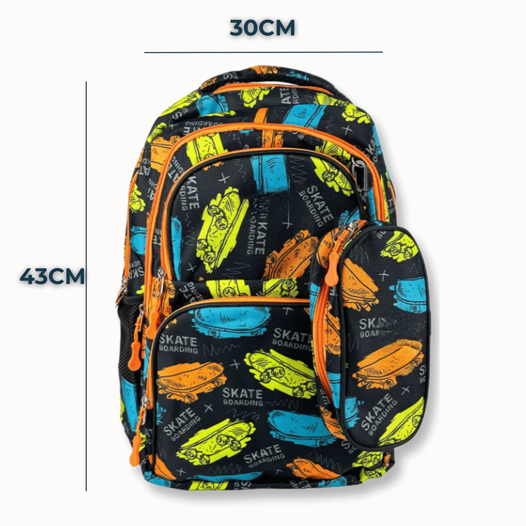 MOCHILA CON LONCHERA Y ESTUCHE 45CM ESTAMPADO FULL COLOR NIÑO FULL COLOR SKATEBOARDS - 2