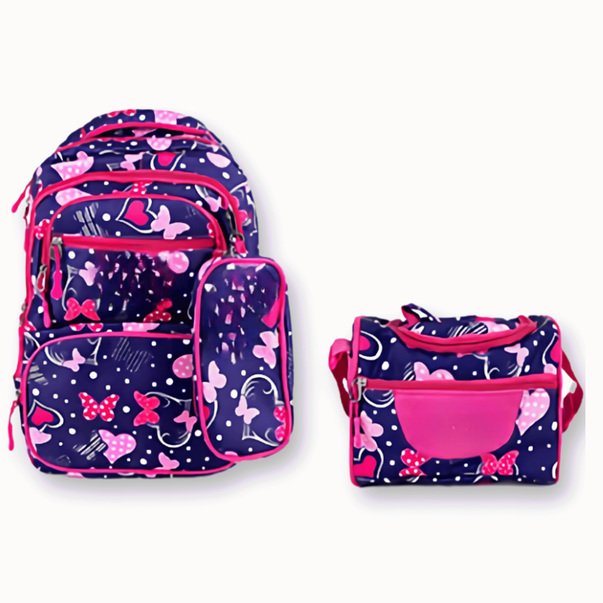 MOCHILA CON LONCHERA Y ESTUCHE 45CM DISEÑOS VARIADOS NIÑA BUTTERFLIES - 1