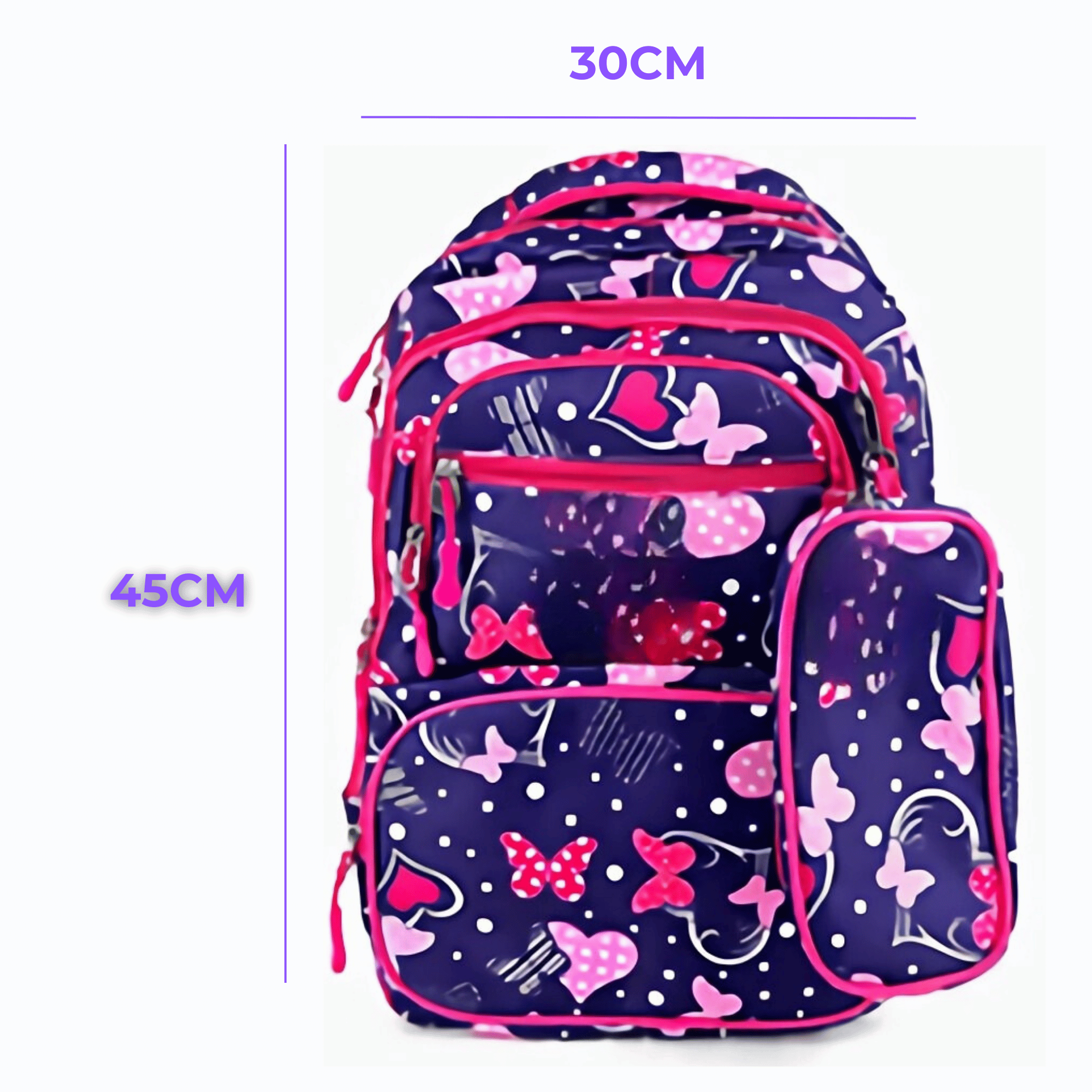 MOCHILA CON LONCHERA Y ESTUCHE 45CM DISEÑOS VARIADOS NIÑA BUTTERFLIES - 2