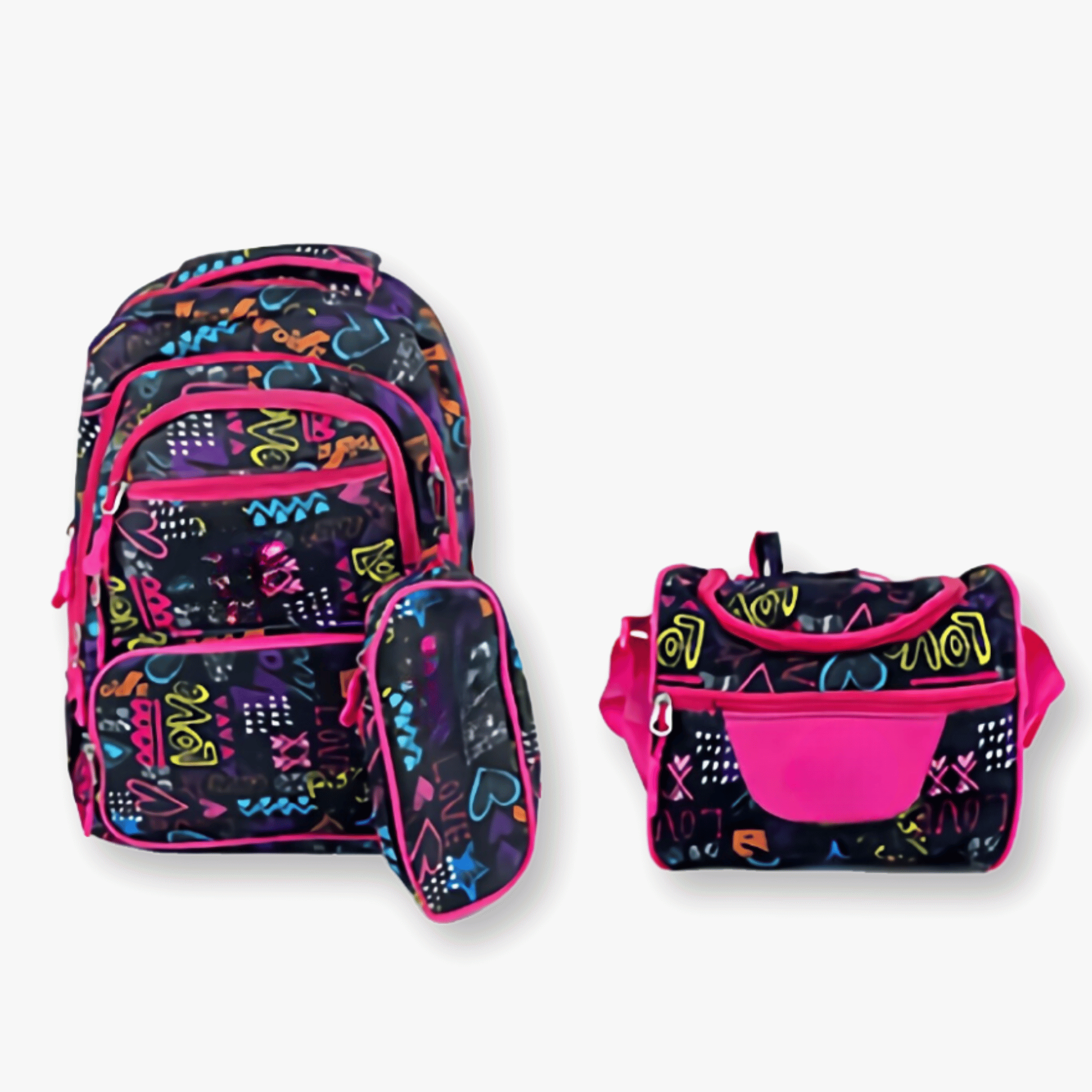 MOCHILA CON LONCHERA Y ESTUCHE 45CM DISEÑOS VARIADOS NIÑA LOVE - 1