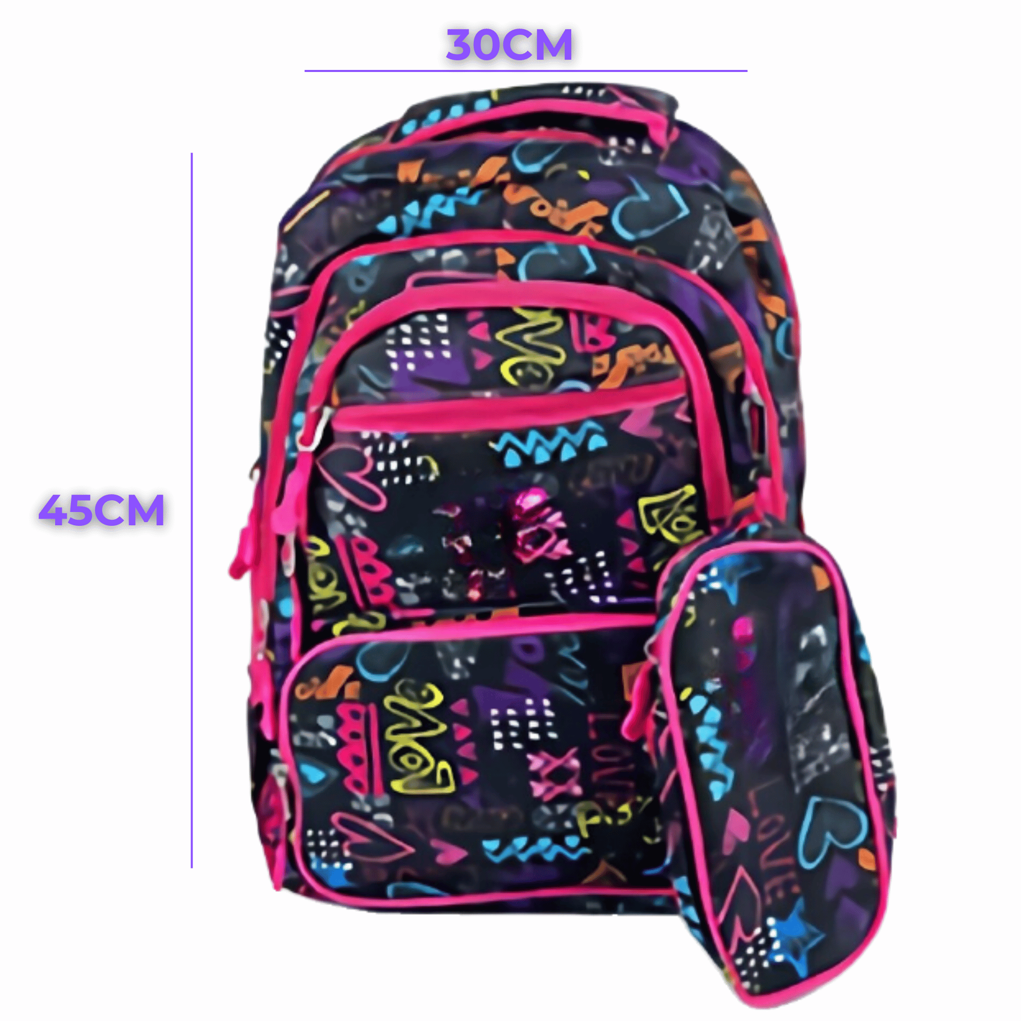 MOCHILA CON LONCHERA Y ESTUCHE 45CM DISEÑOS VARIADOS NIÑA LOVE - 2