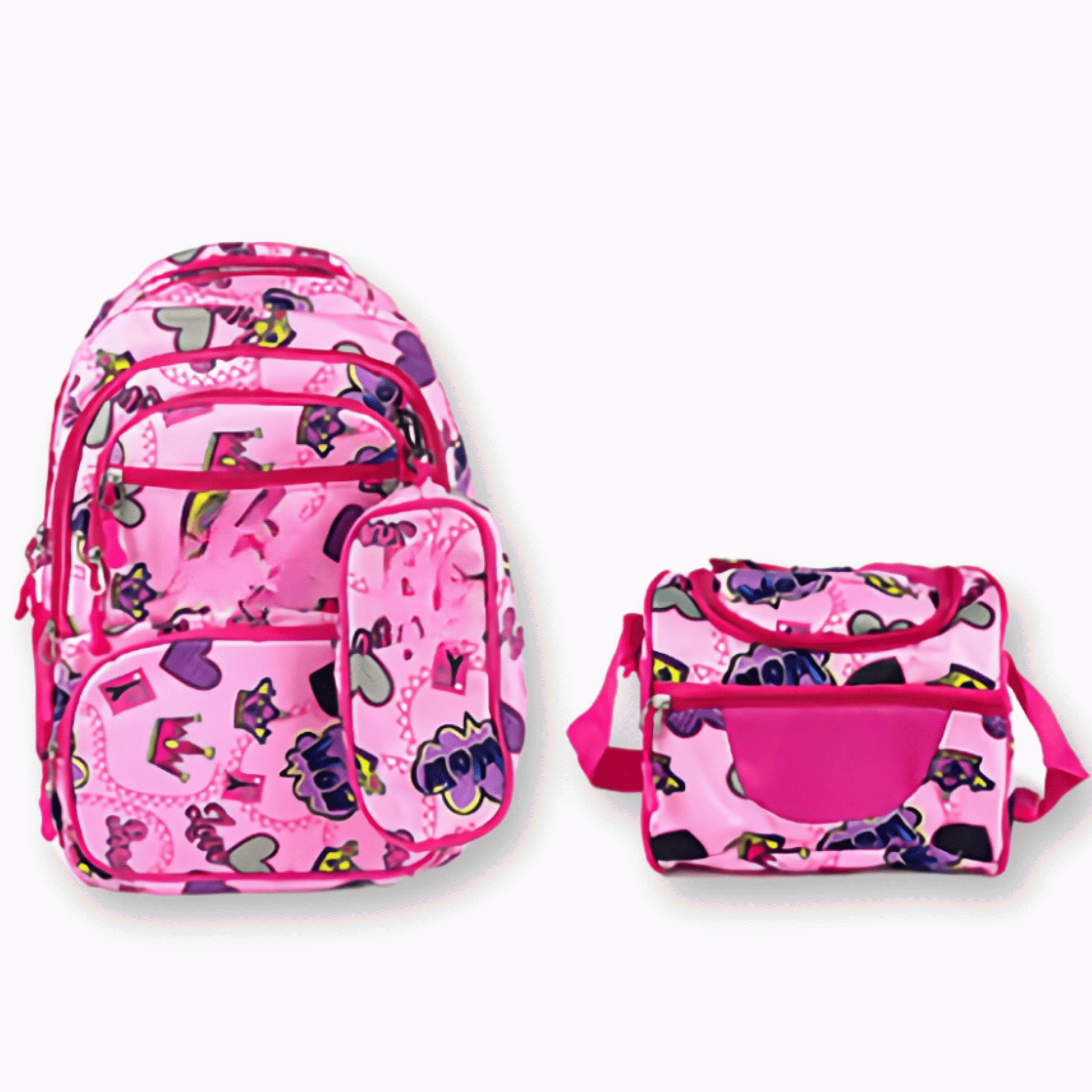 MOCHILA CON LONCHERA Y ESTUCHE 45CM DISEÑOS VARIADOS NIÑA SOFT PINK - 1