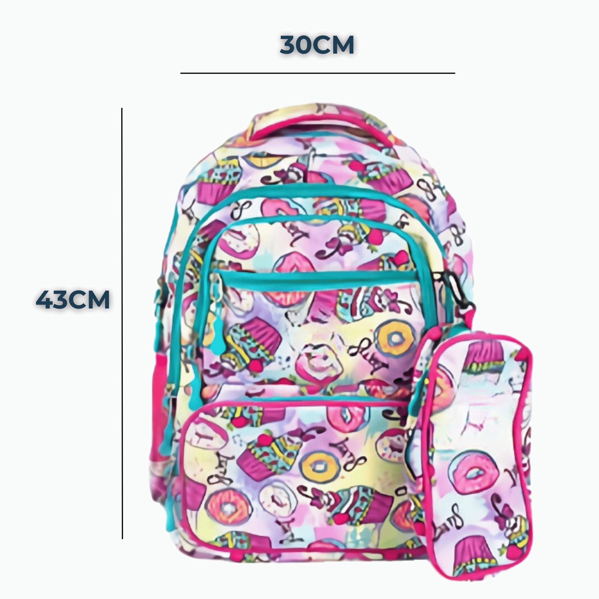 MOCHILA CON LONCHERA Y ESTUCHE 45CM DISEÑOS VARIADOS NIÑA DONUTS - 2