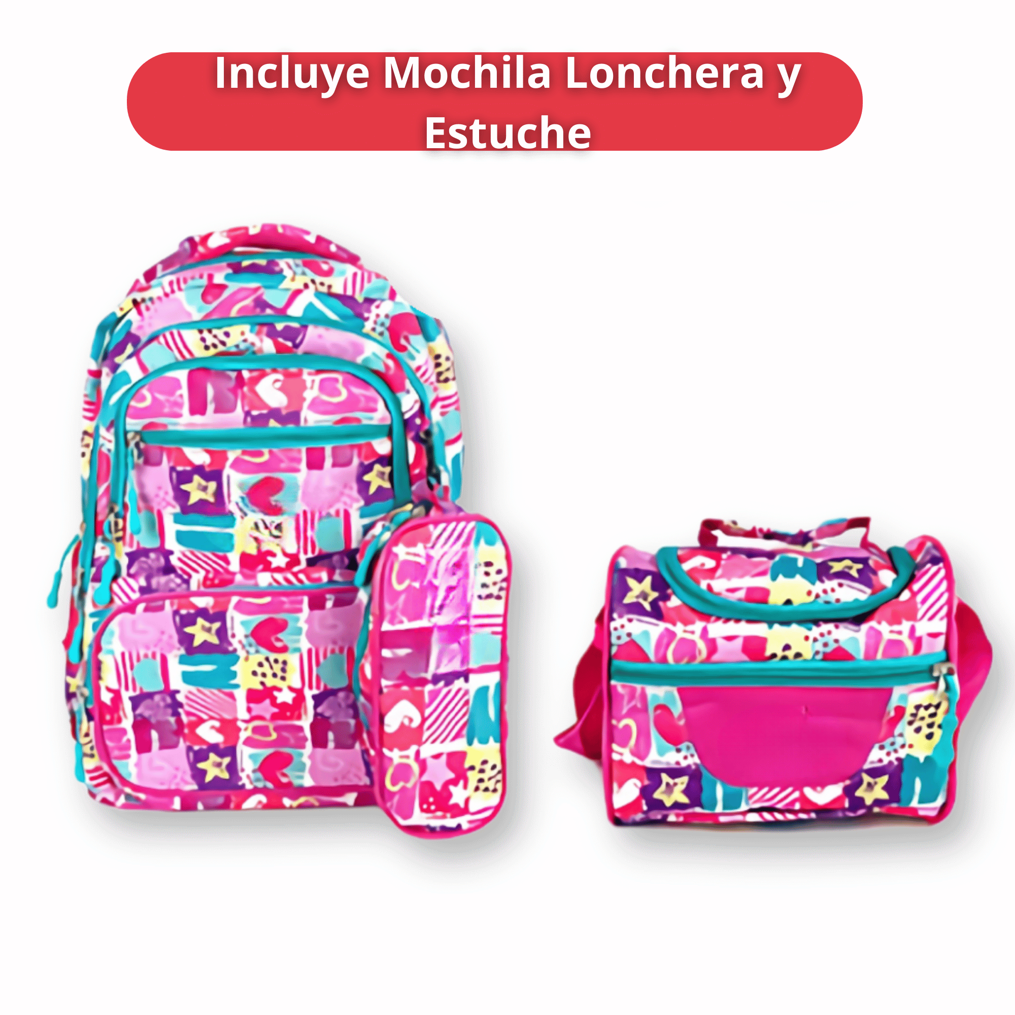 MOCHILA CON LONCHERA Y ESTUCHE 45CM DISEÑOS VARIADOS NIÑA FLOWERS - 3