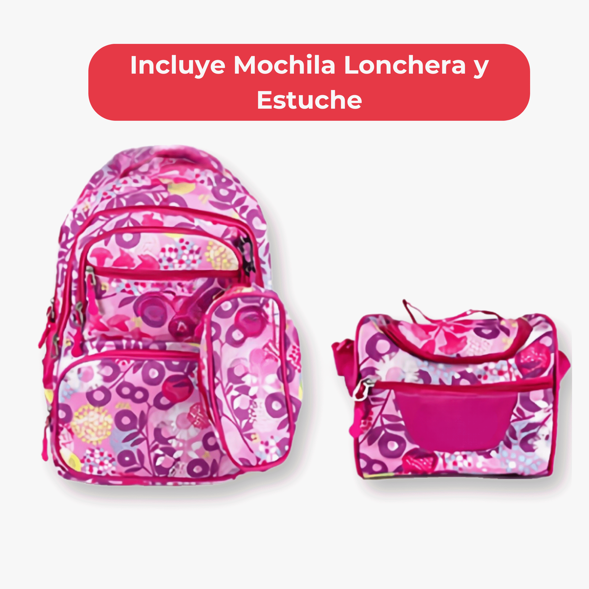 MOCHILA CON LONCHERA Y ESTUCHE 45CM DISEÑOS VARIADOS NIÑA STARS IN PINK - 3