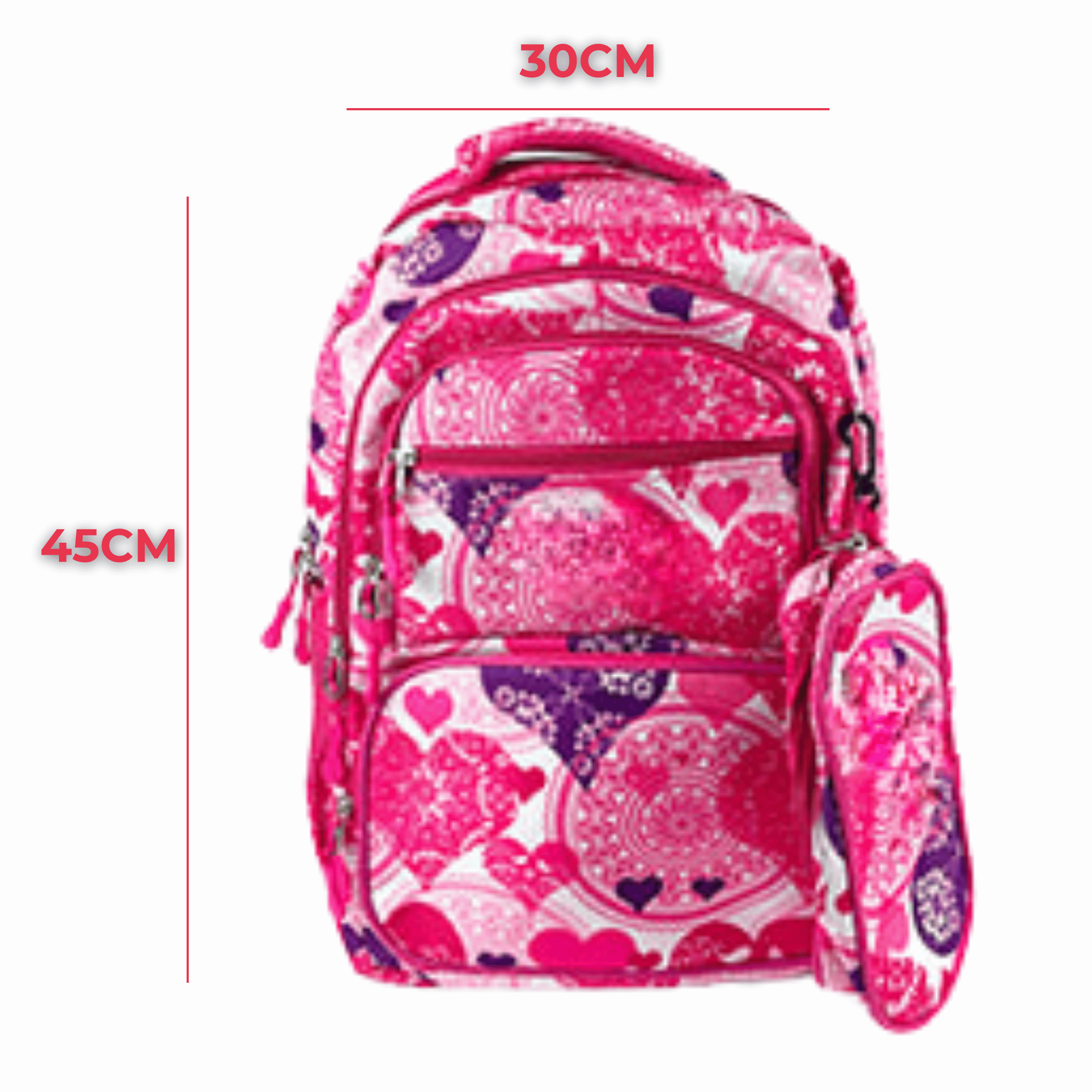 MOCHILA CON LONCHERA Y ESTUCHE 45CM DISEÑOS VARIADOS NIÑA HEARTS - 2
