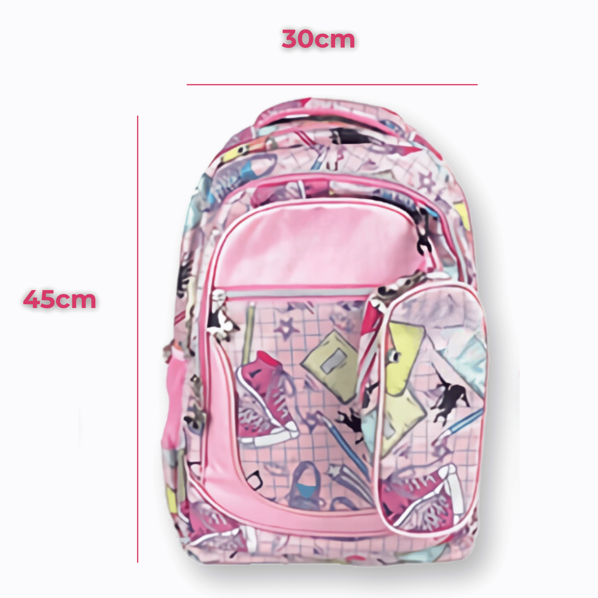 MOCHILA CON LONCHERA Y ESTUCHE 45CM DISEÑO ESTAMPADO NIÑA GEOMETRIC PINK - 2