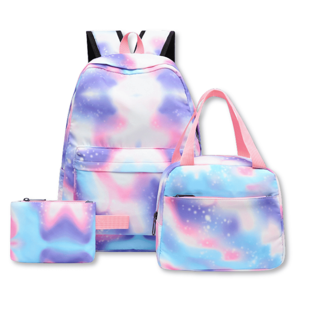 PACK MOCHILA LONCHERA ESTUCHE 43CM JUVENIL Y ESCOLAR GRADIENT PRINT PURPLE-PINK FUSION - 1