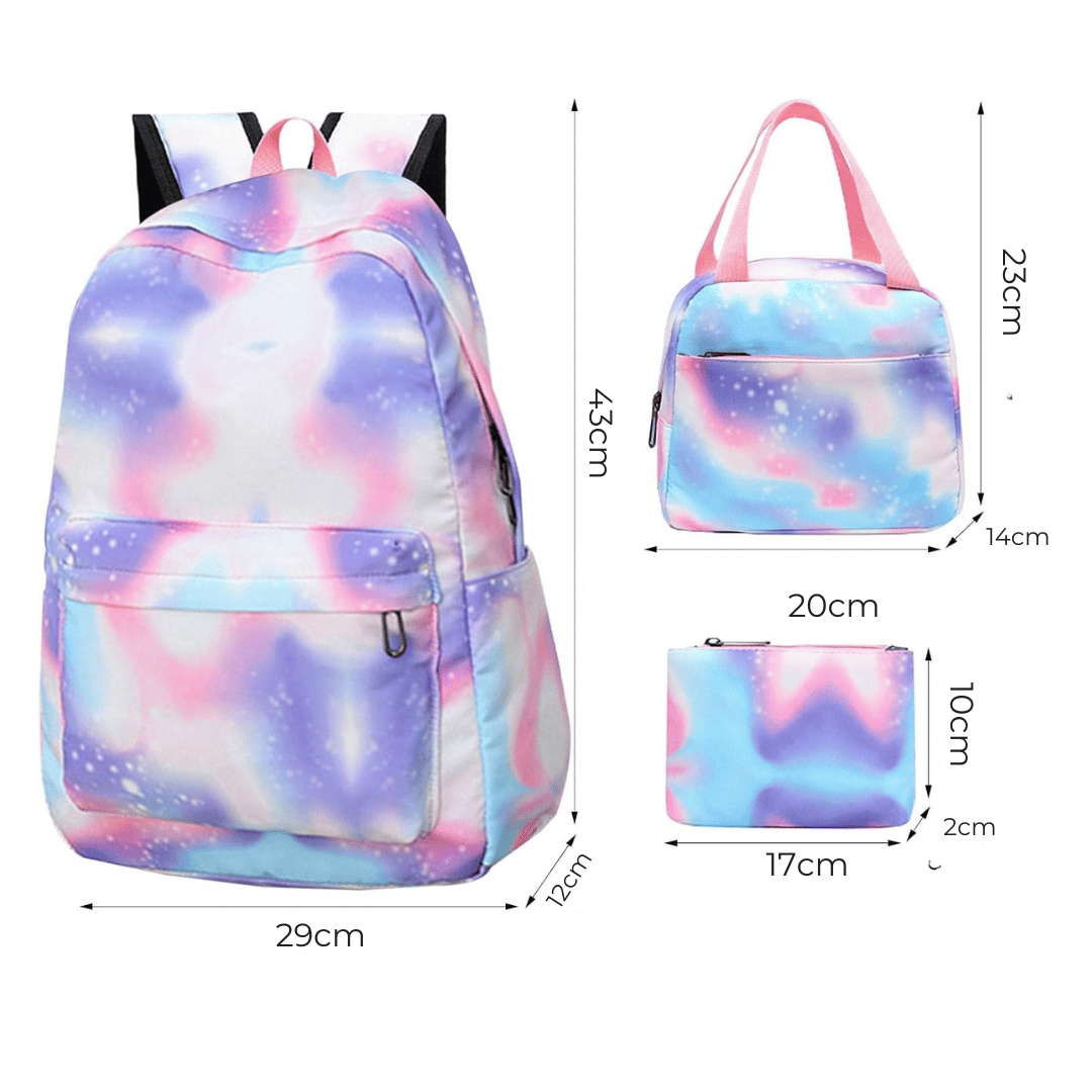 PACK MOCHILA LONCHERA ESTUCHE 43CM JUVENIL Y ESCOLAR GRADIENT PRINT PURPLE-PINK FUSION - 2