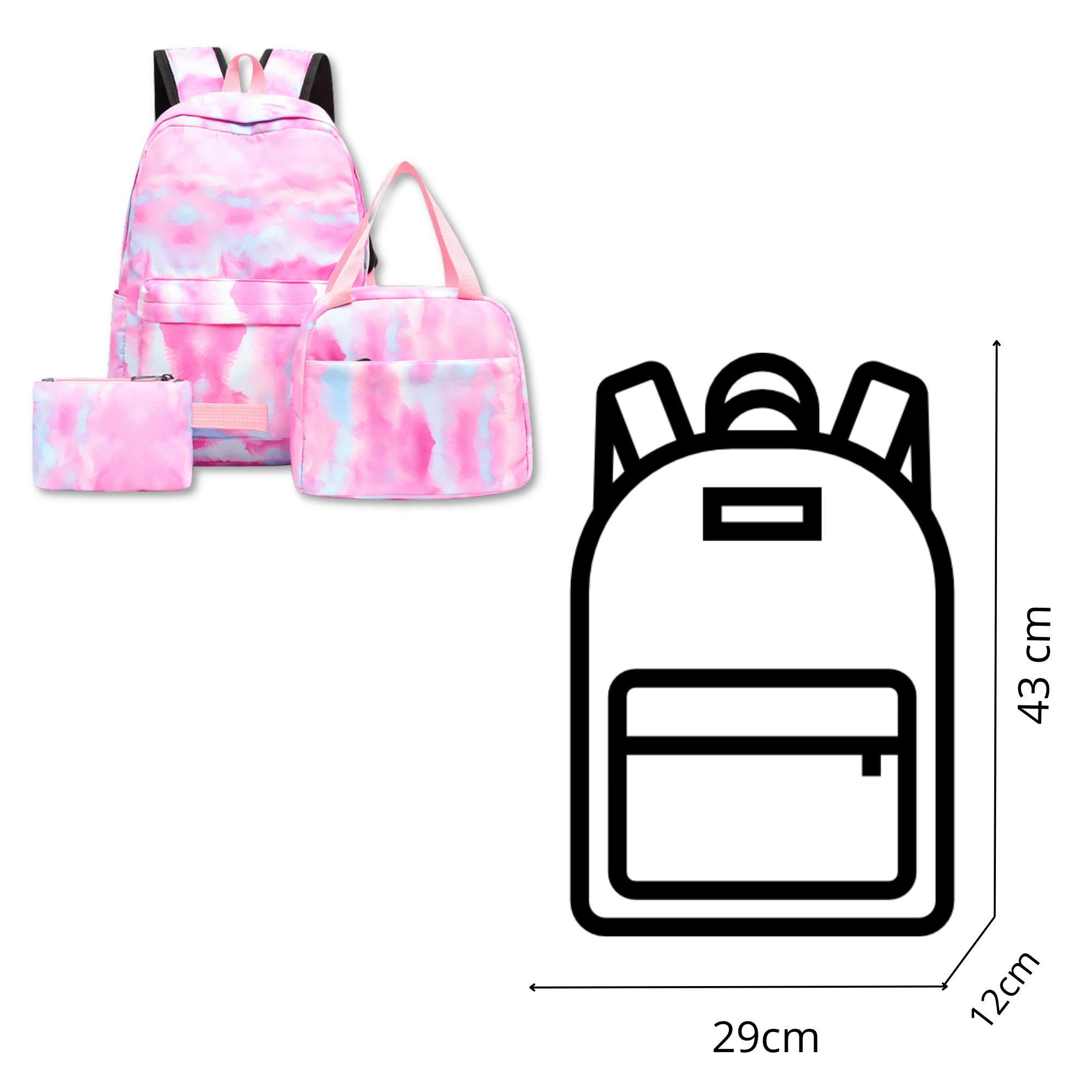 PACK MOCHILA LONCHERA ESTUCHE 43CM JUVENIL Y ESCOLAR GRADIENT PRINT LIGHT PINK - 2