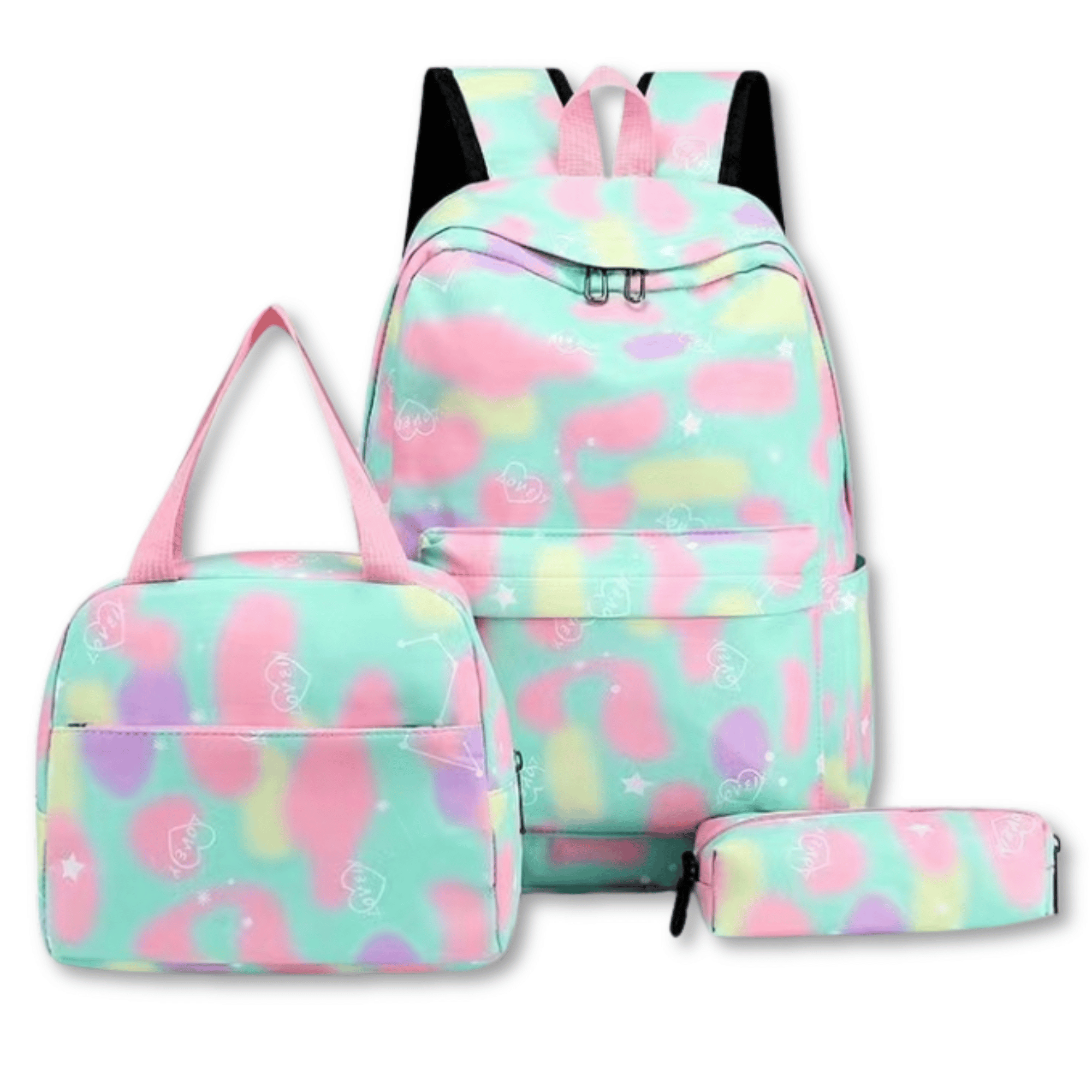 PACK MOCHILA LONCHERA ESTUCHE 43CM JUVENIL Y ESCOLAR GRADIENT PRINT AQUA GREEN - 1