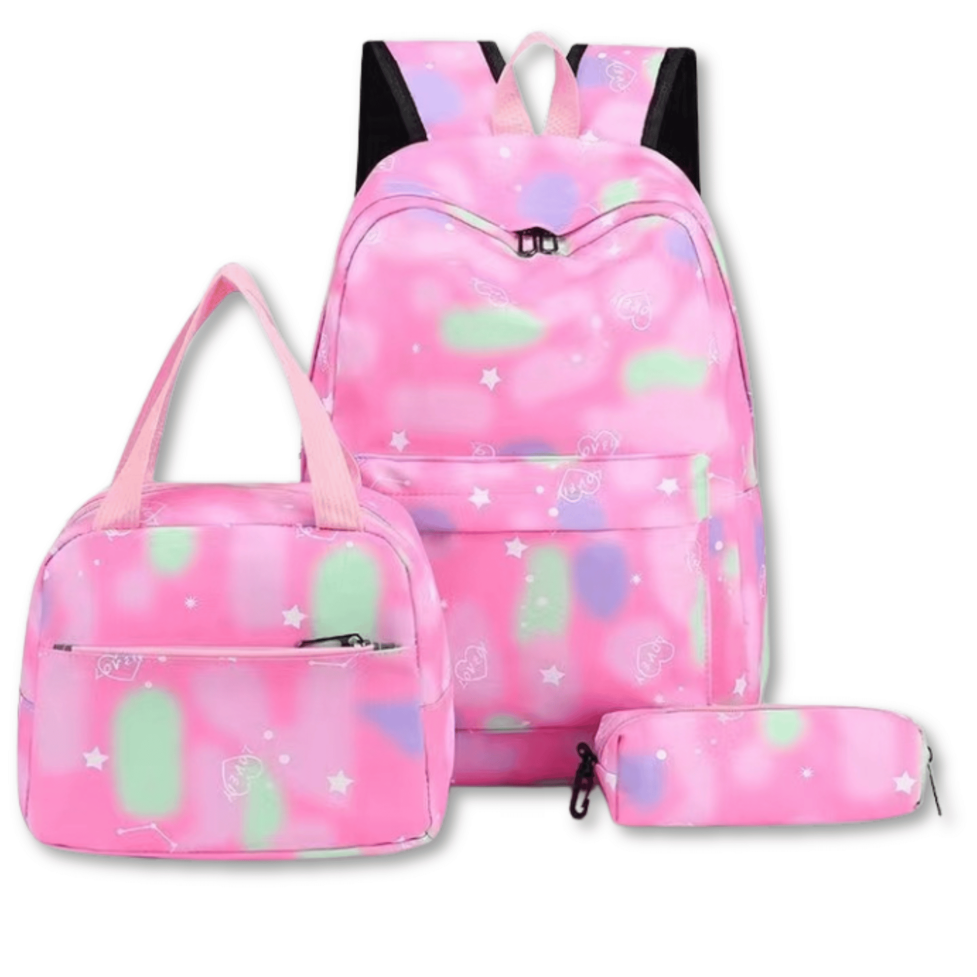PACK MOCHILA LONCHERA ESTUCHE 43CM JUVENIL Y ESCOLAR GRADIENT PRINT FUCHSIA - 1