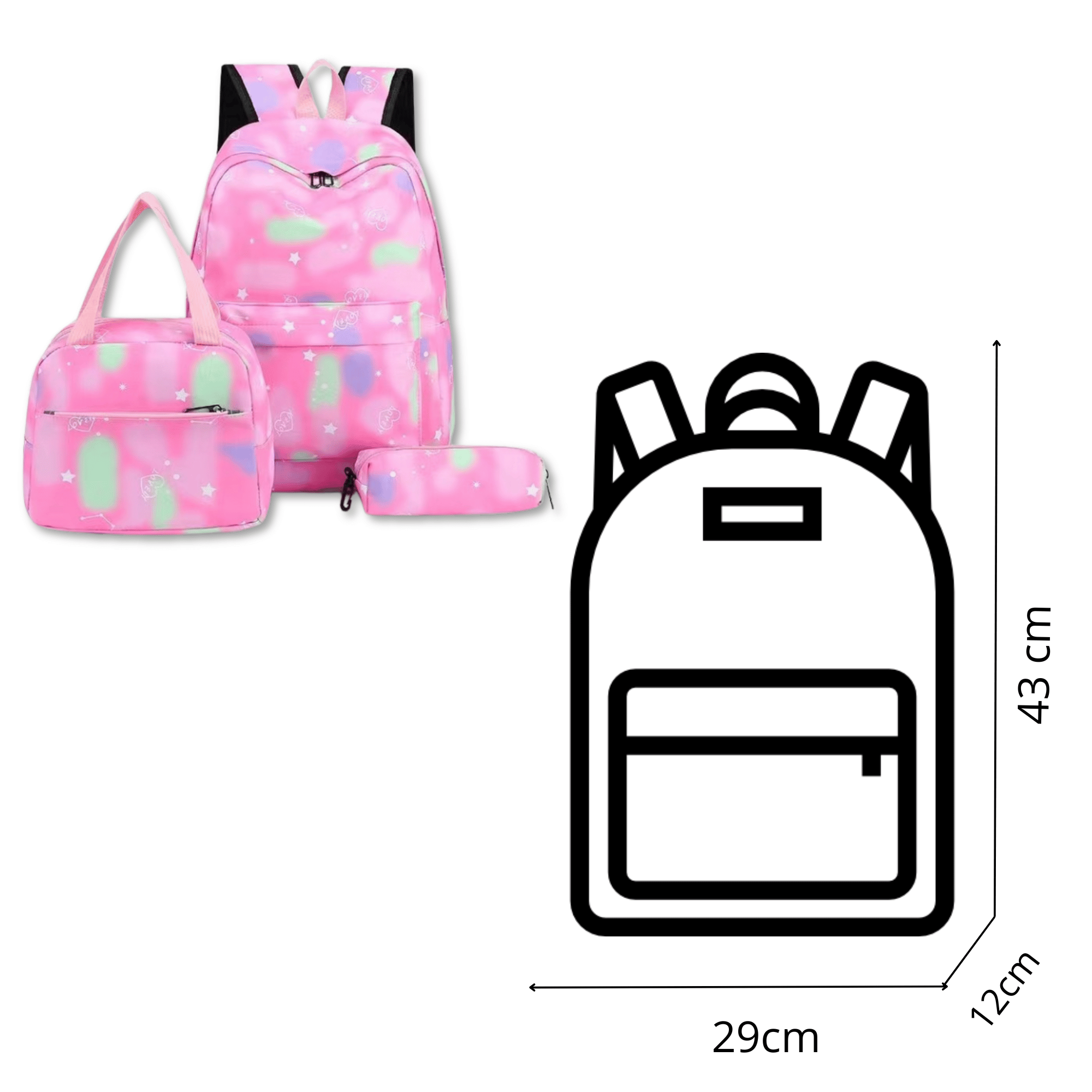 PACK MOCHILA LONCHERA ESTUCHE 43CM JUVENIL Y ESCOLAR GRADIENT PRINT FUCHSIA - 2