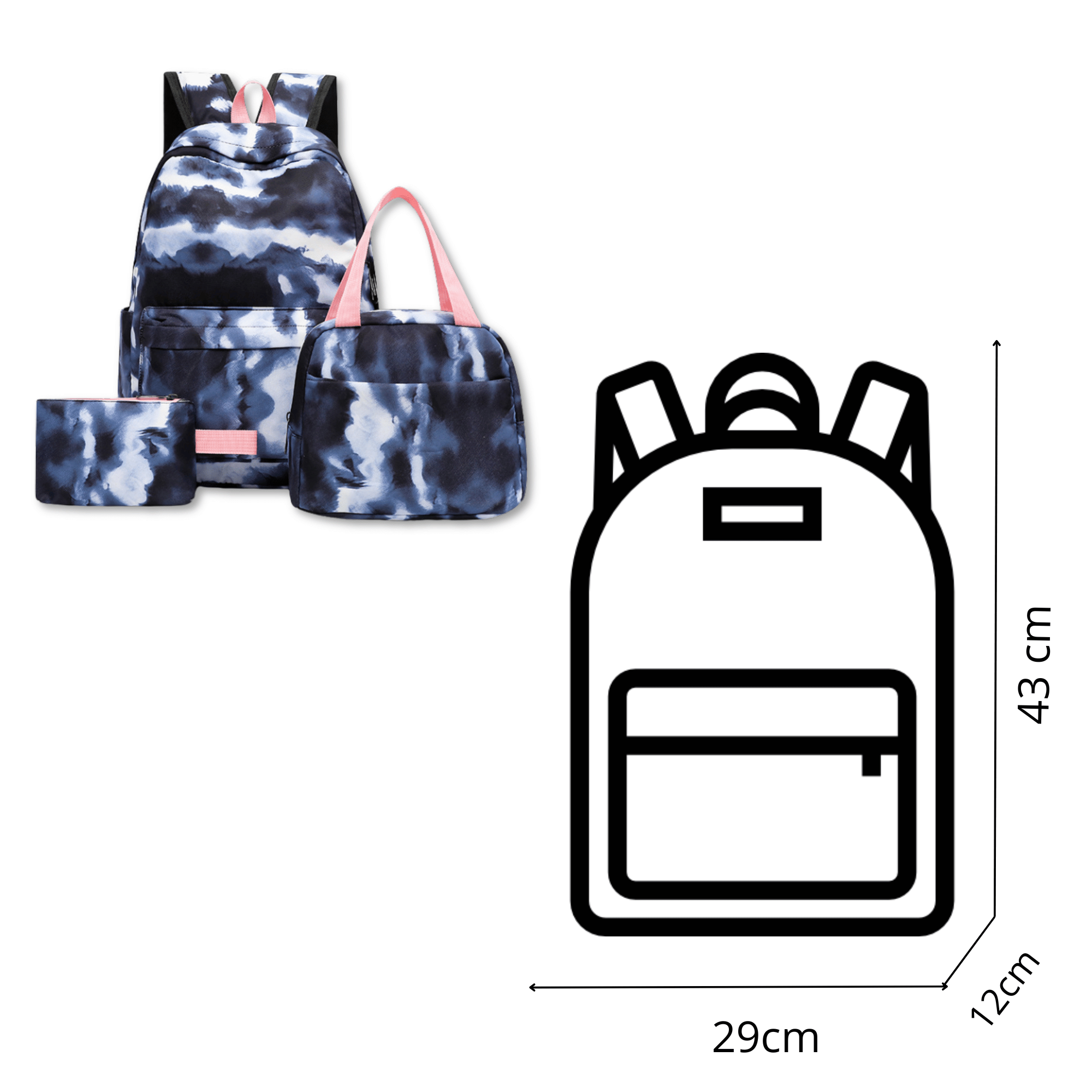 PACK MOCHILA LONCHERA ESTUCHE 43CM JUVENIL Y ESCOLAR GRADIENT PRINT LIGHT BLUE - 2