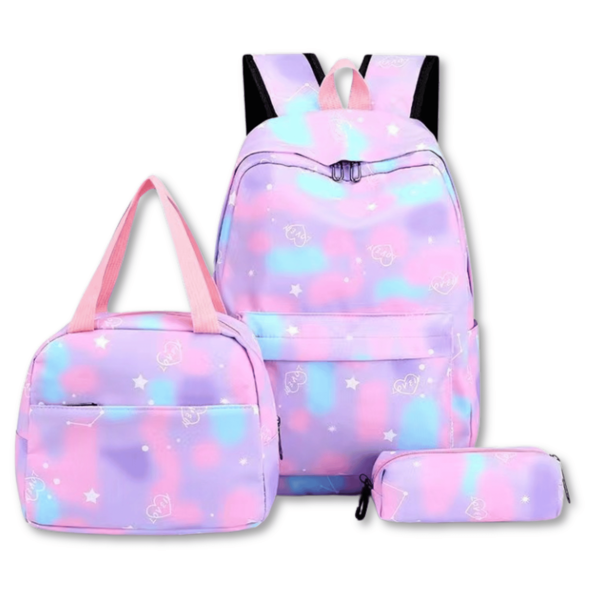PACK MOCHILA LONCHERA ESTUCHE 43CM JUVENIL Y ESCOLAR GRADIENT PRINT LILA - 1
