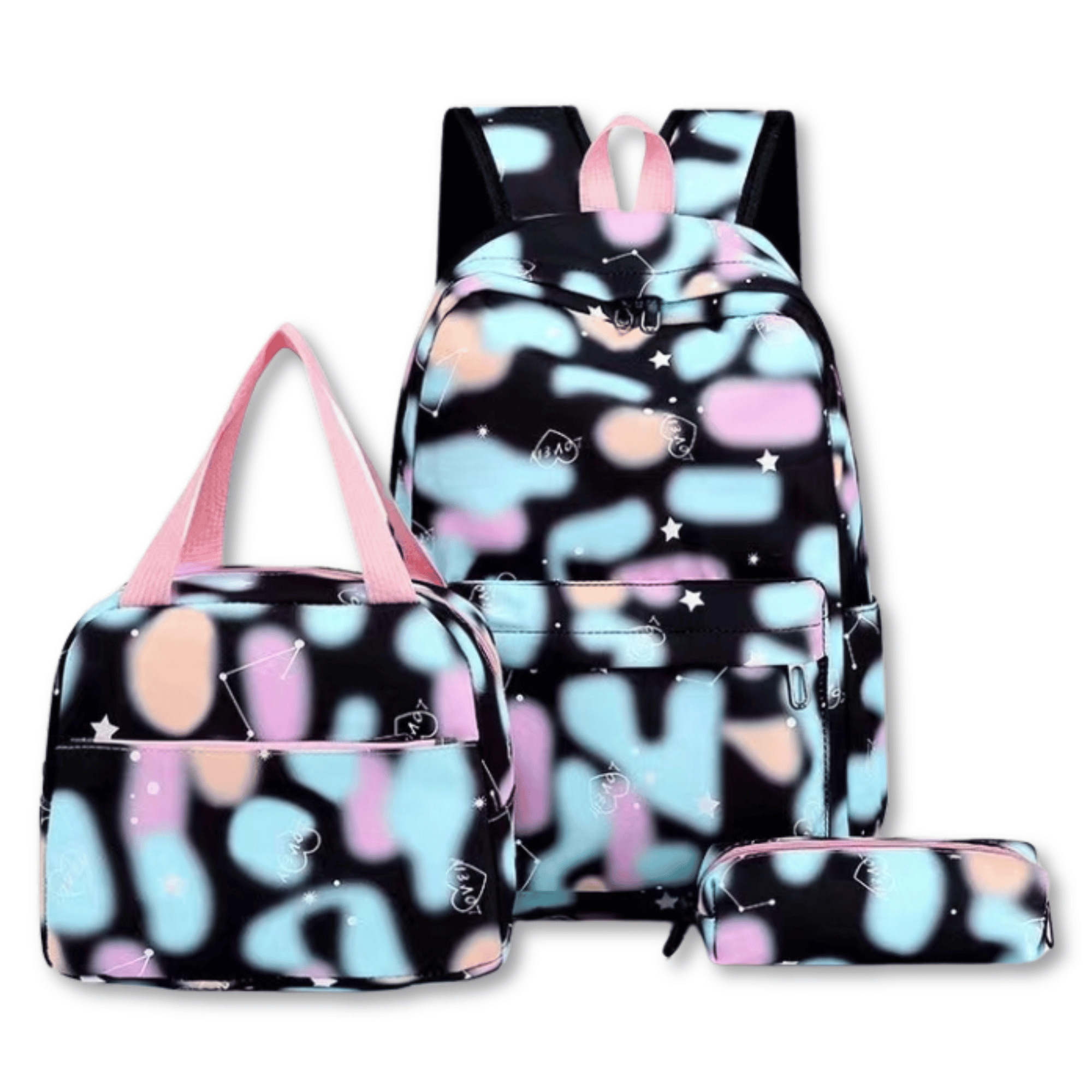 PACK MOCHILA LONCHERA ESTUCHE 43CM JUVENIL Y ESCOLAR GRADIENT PRINT NAVY BLUE - 1