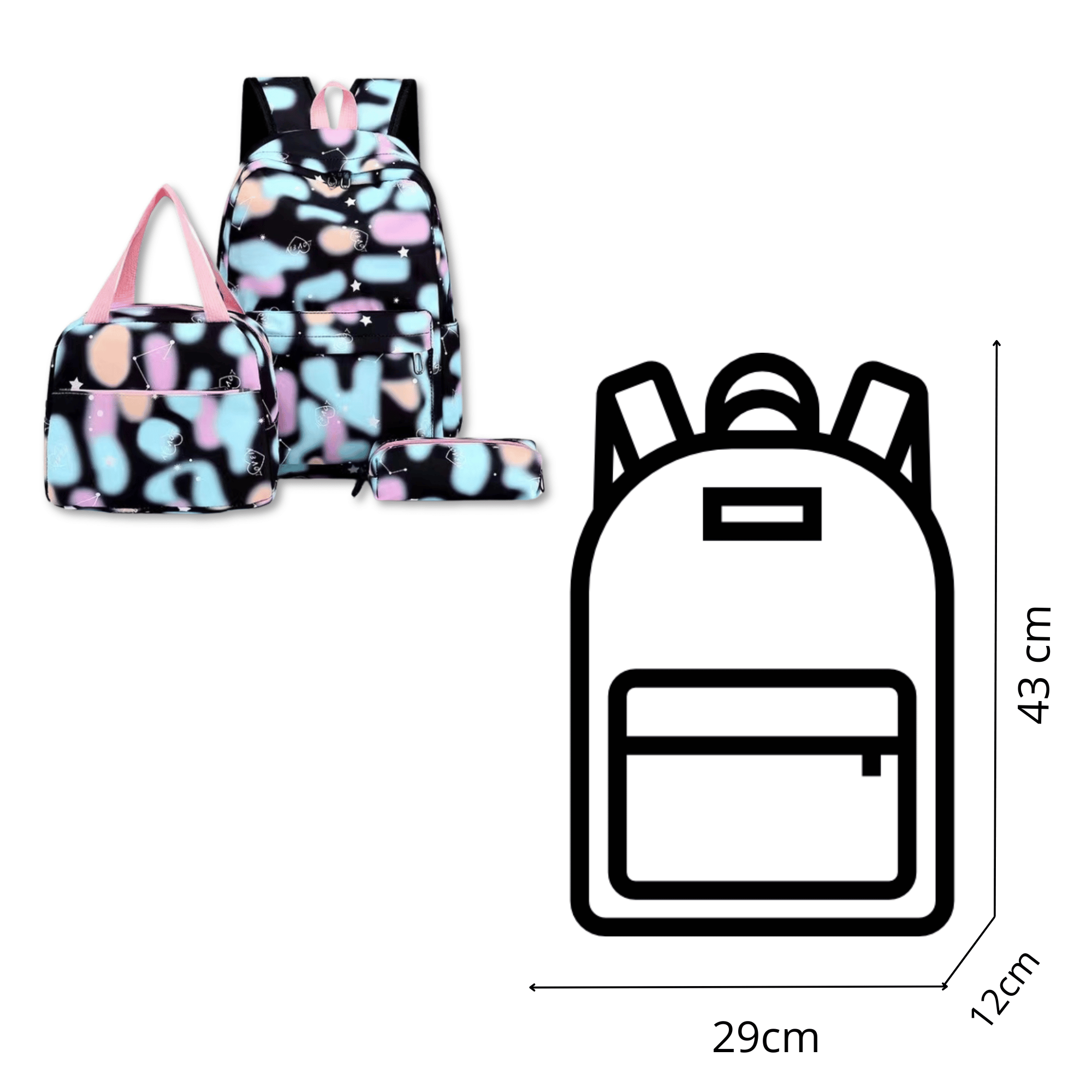 PACK MOCHILA LONCHERA ESTUCHE 43CM JUVENIL Y ESCOLAR GRADIENT PRINT NAVY BLUE - 2