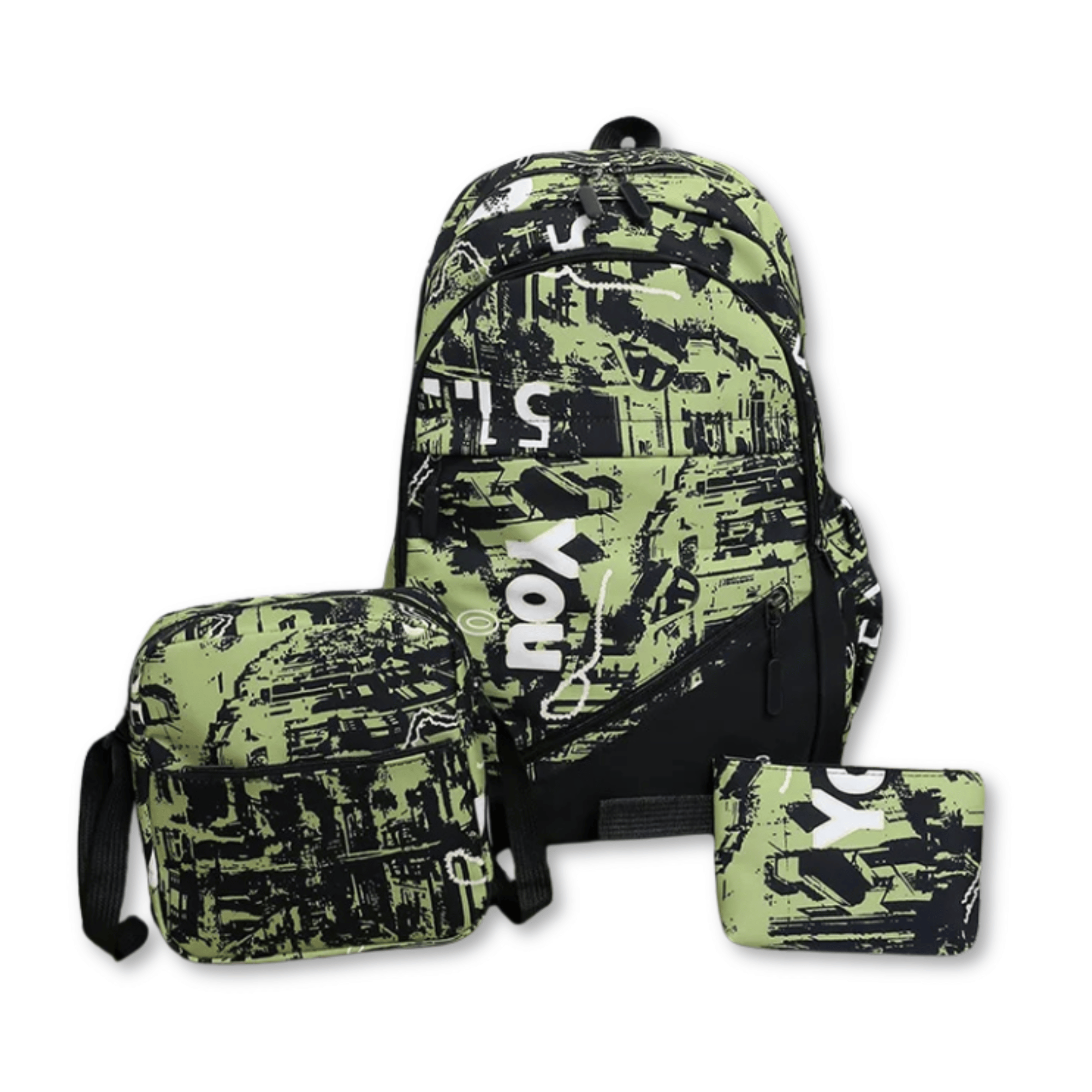 PACK MOCHILA LONCHERA ESTUCHE GRANDE 46CM JUVENIL Y ESCOLAR LIGHT GREEN - 1