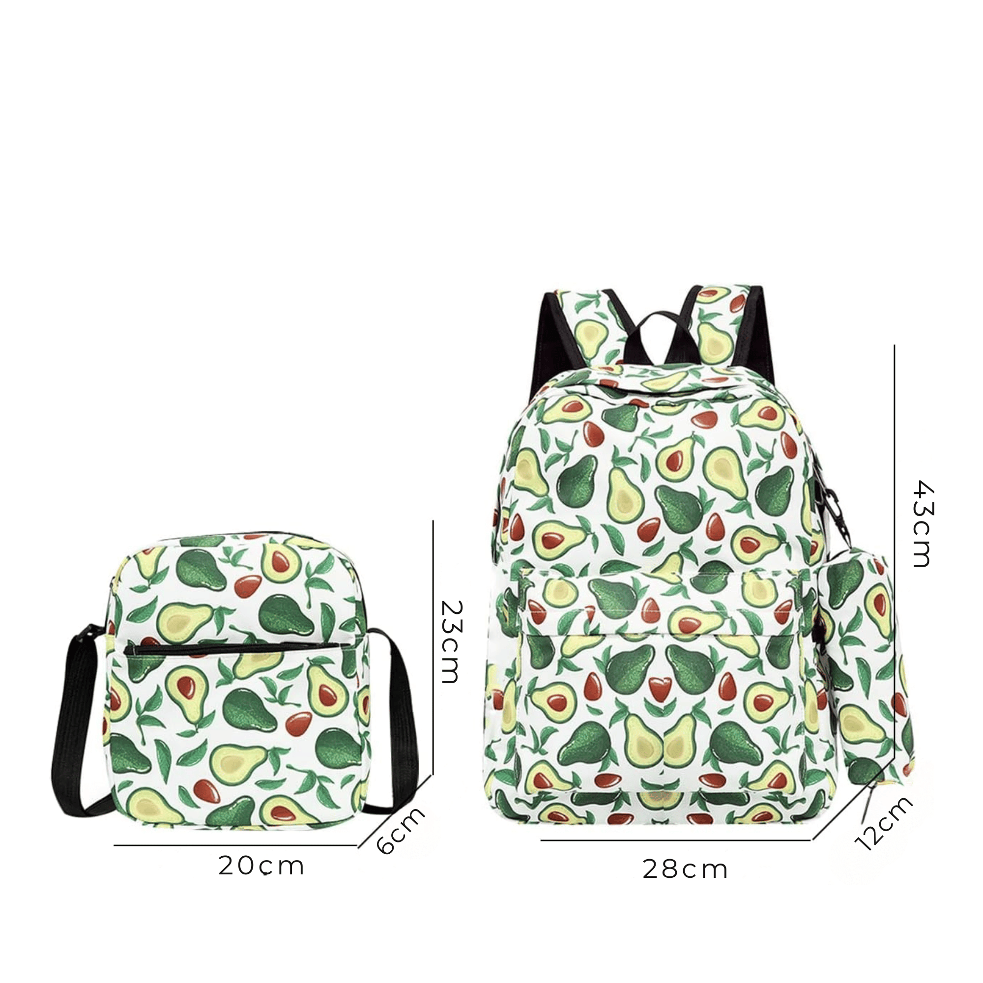 PACK MOCHILA LONCHERA ESTUCHE 43CM JUVENIL Y ESCOLAR AVOCADO WHITE - 2