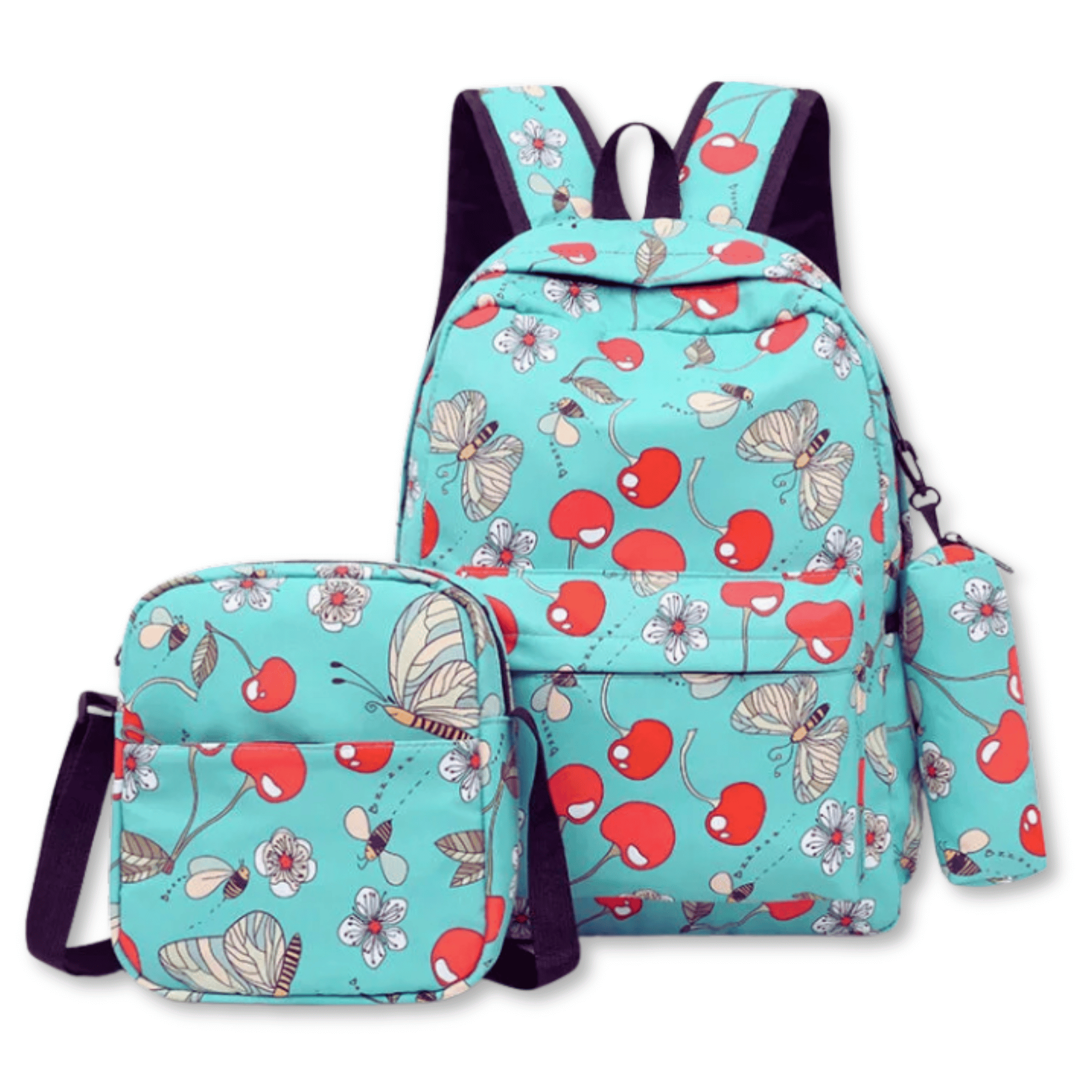 PACK MOCHILA LONCHERA ESTUCHE 43CM JUVENIL Y ESCOLAR CHERRY - 1