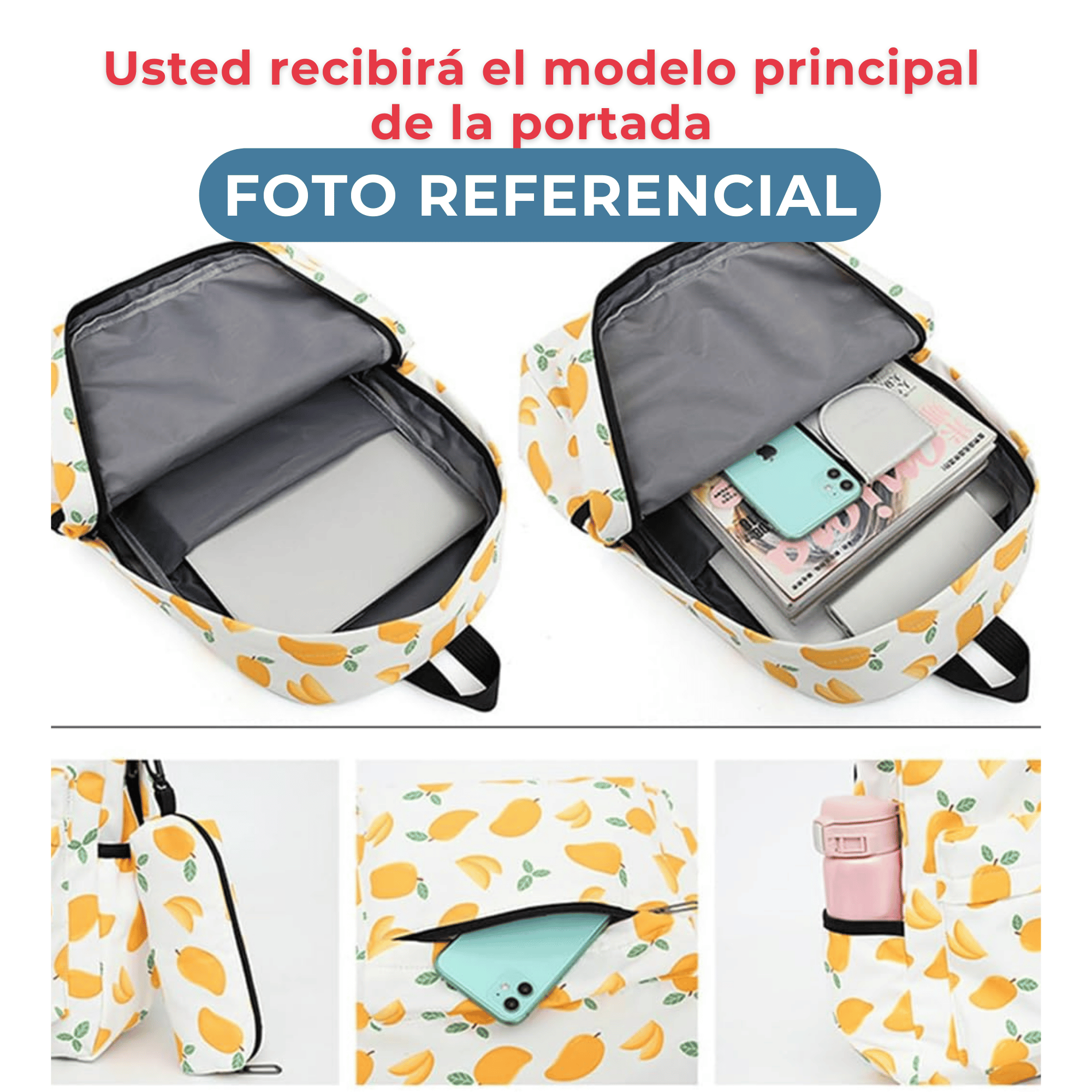 PACK MOCHILA LONCHERA ESTUCHE 43CM JUVENIL Y ESCOLAR CHERRY - 4