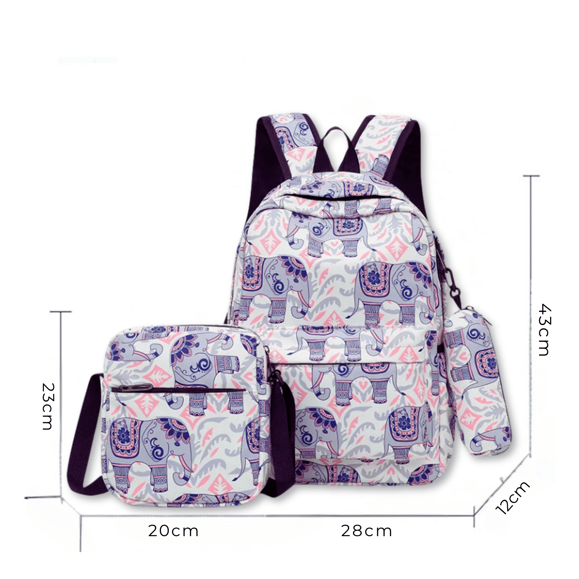 PACK MOCHILA LONCHERA ESTUCHE 43CM JUVENIL Y ESCOLAR ELEPHANT - 2