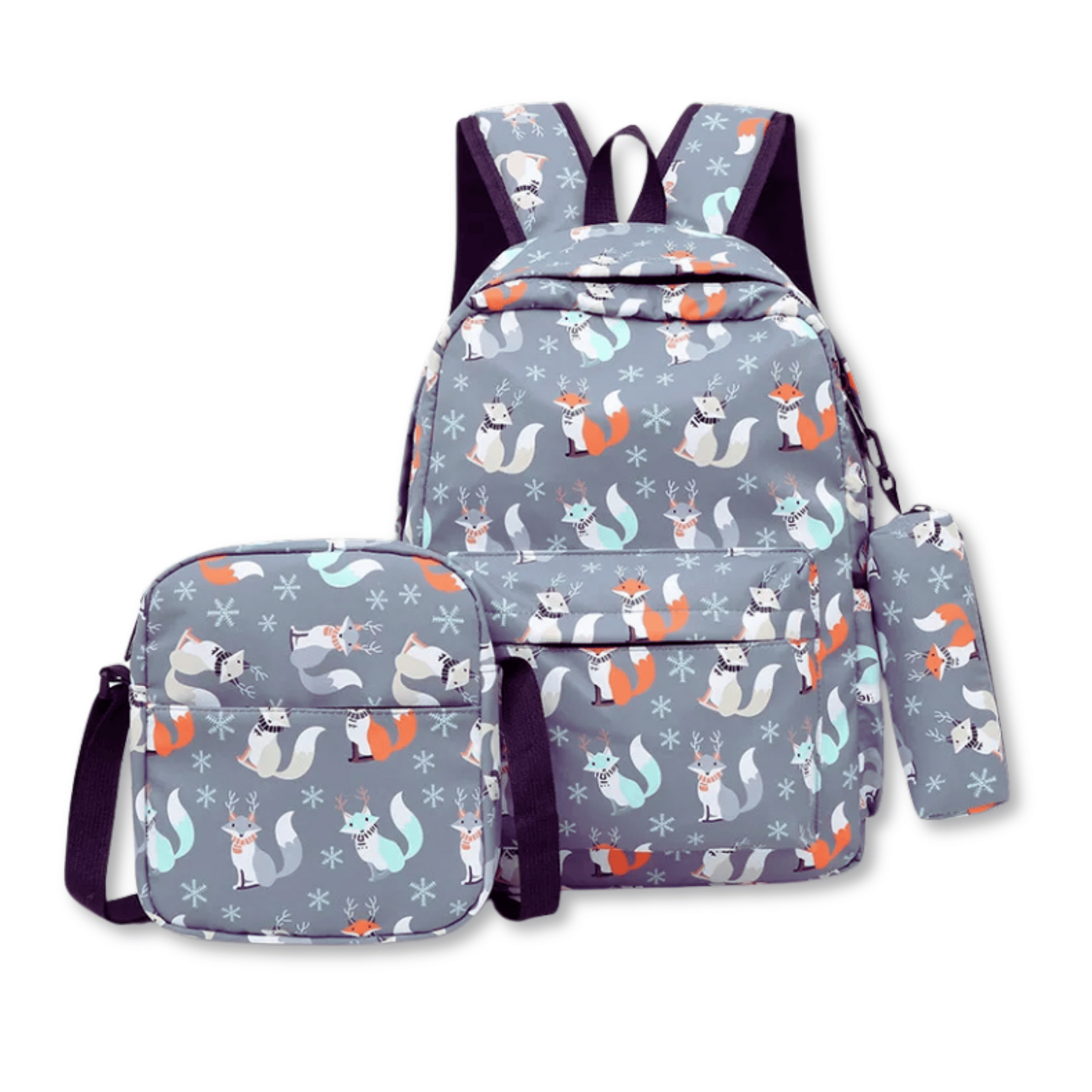 PACK MOCHILA LONCHERA ESTUCHE 43CM JUVENIL Y ESCOLAR FOX - 1