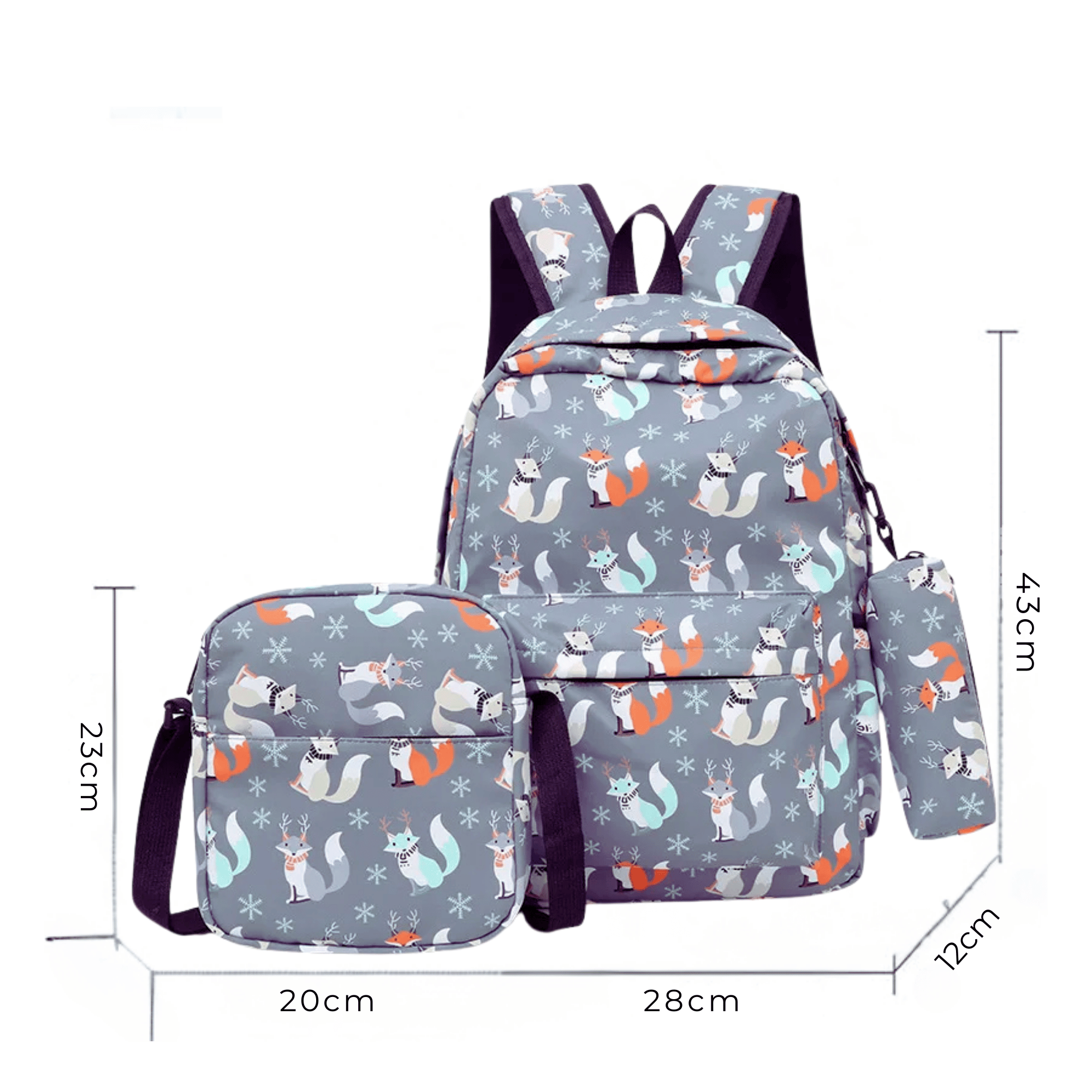 PACK MOCHILA LONCHERA ESTUCHE 43CM JUVENIL Y ESCOLAR FOX - 2