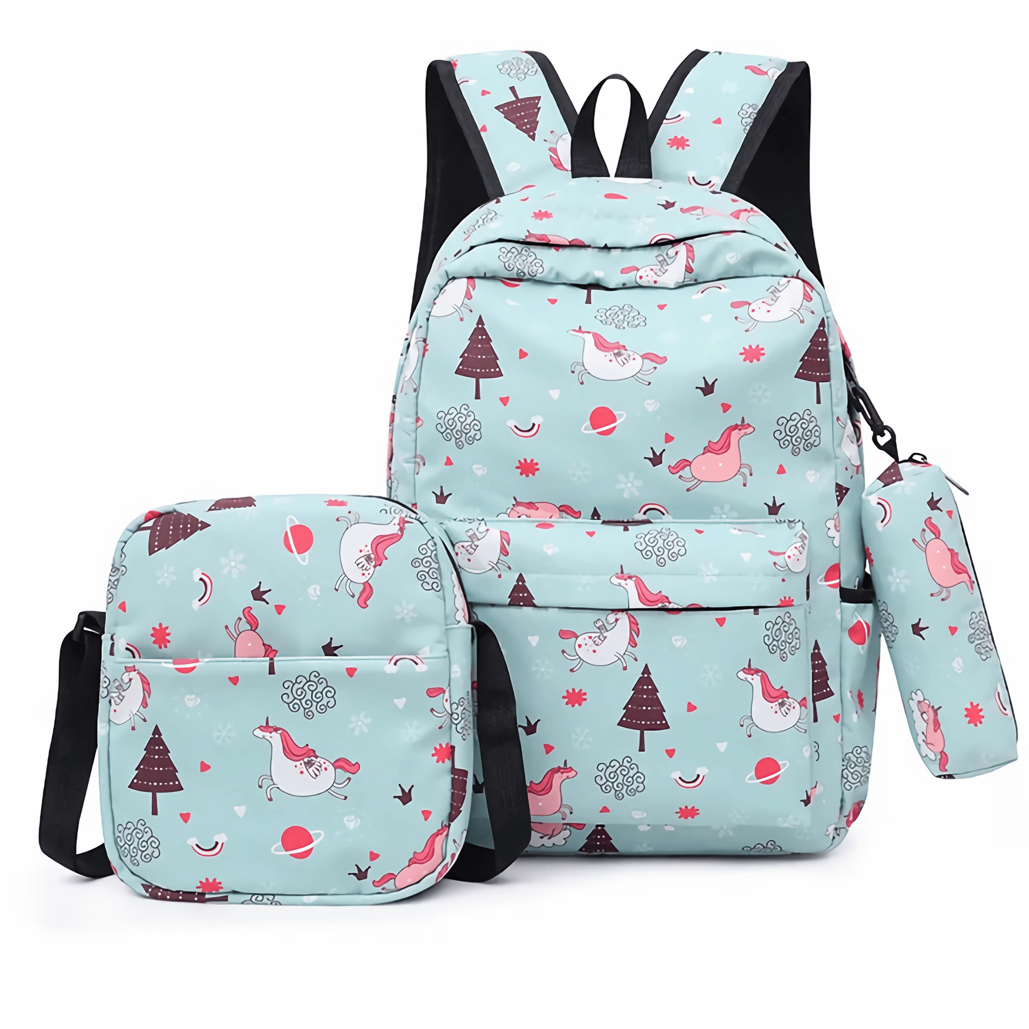PACK MOCHILA LONCHERA ESTUCHE 43CM JUVENIL Y ESCOLAR UNICORNS - 1