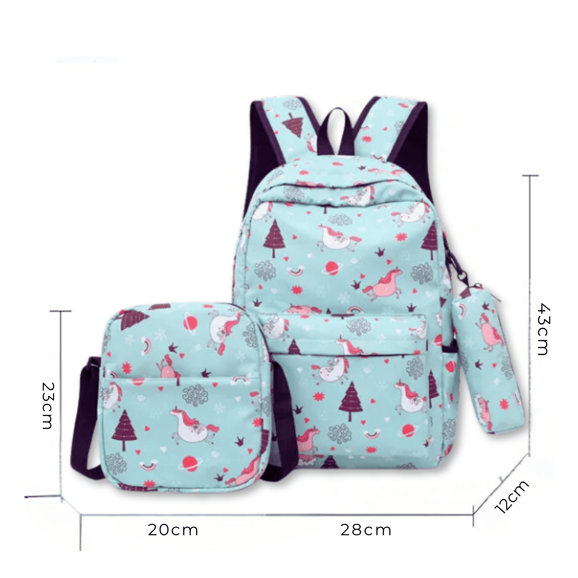 PACK MOCHILA LONCHERA ESTUCHE 43CM JUVENIL Y ESCOLAR UNICORNS - 2