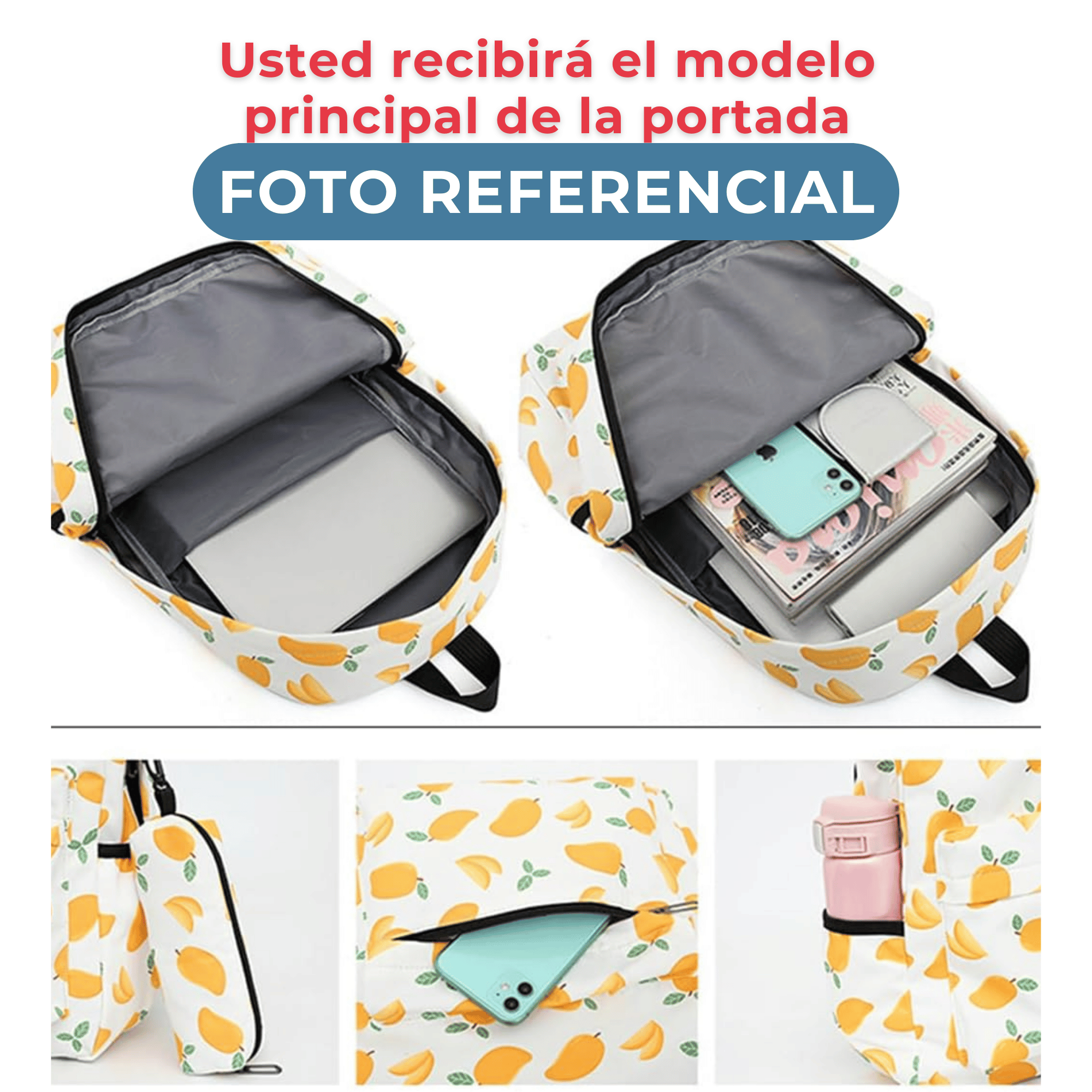 PACK MOCHILA LONCHERA ESTUCHE 43CM JUVENIL Y ESCOLAR UNICORNS - 4