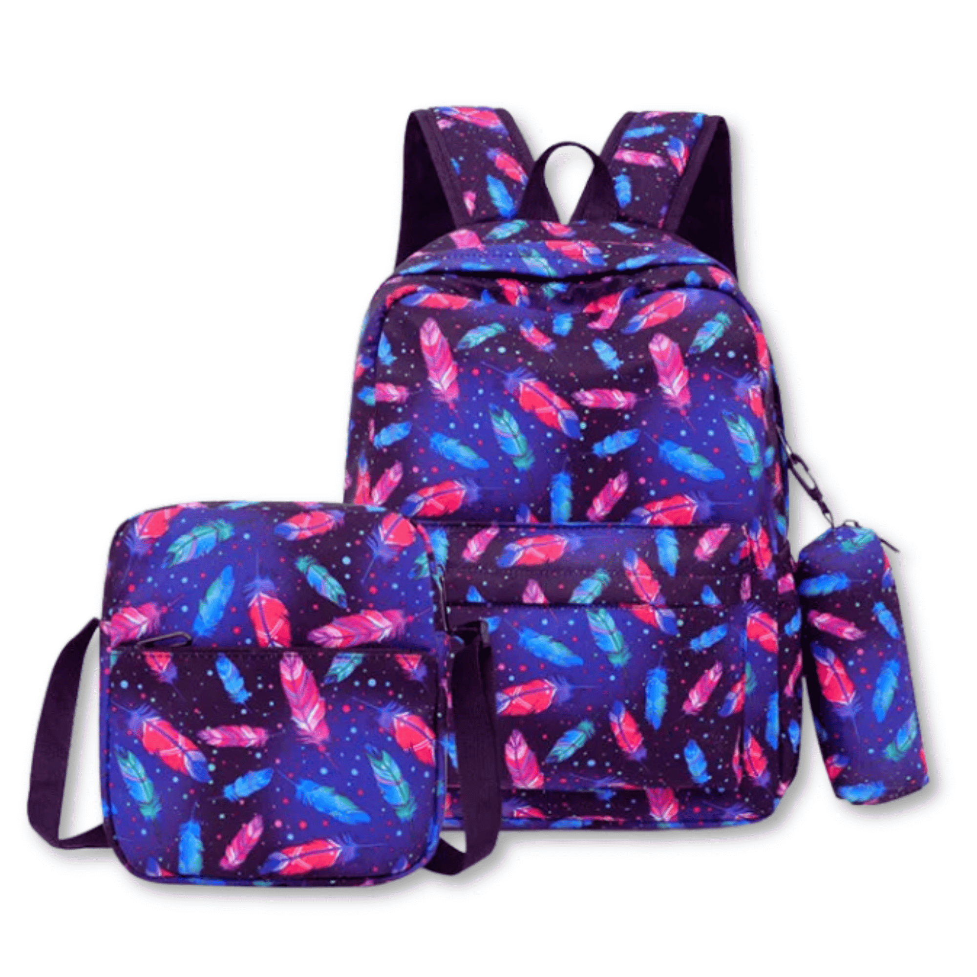 PACK MOCHILA LONCHERA ESTUCHE 43CM JUVENIL Y ESCOLAR MAGIC FEATHERS - 1