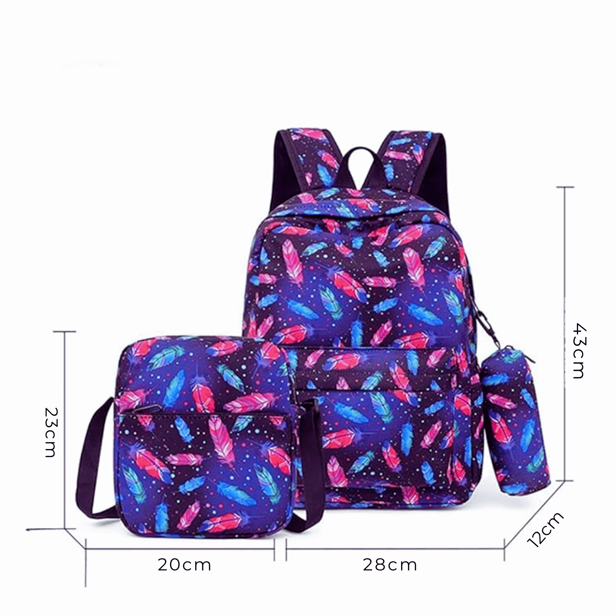 PACK MOCHILA LONCHERA ESTUCHE 43CM JUVENIL Y ESCOLAR MAGIC FEATHERS - 2