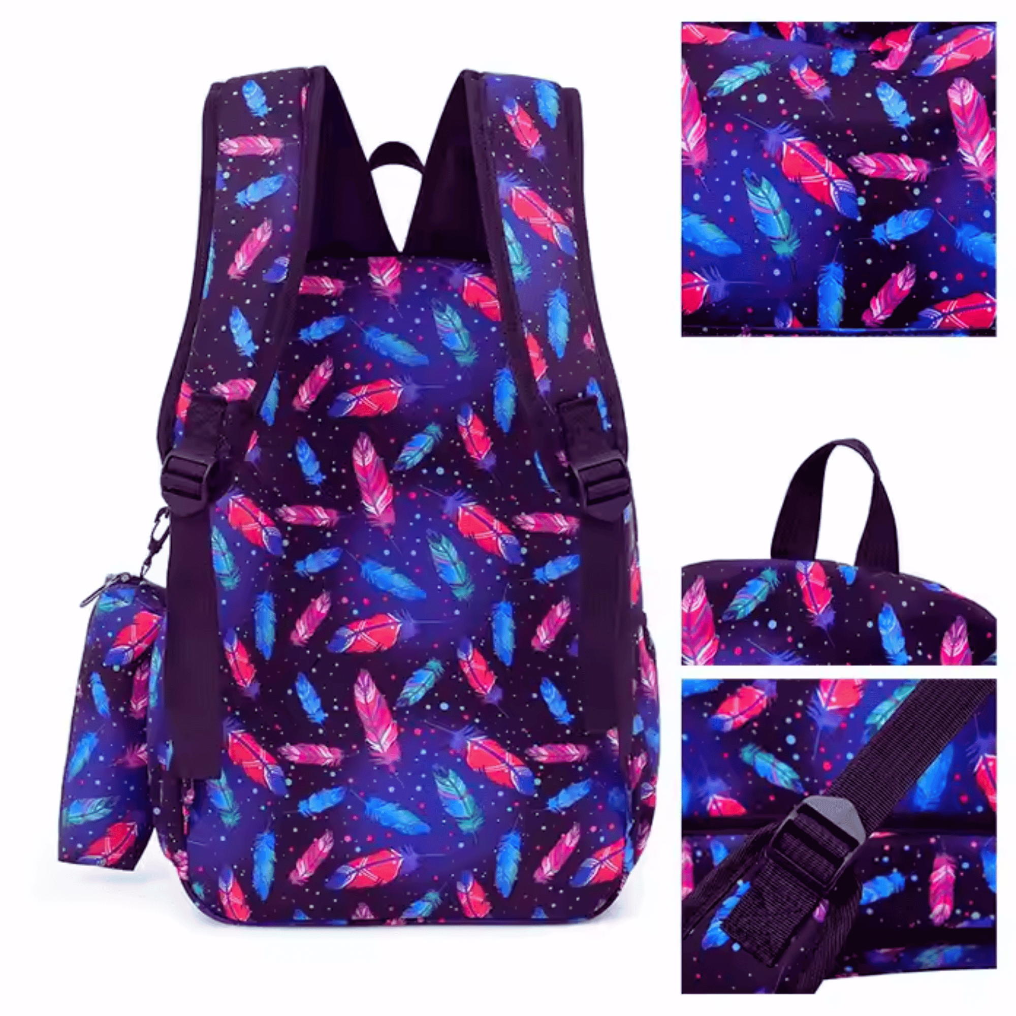 PACK MOCHILA LONCHERA ESTUCHE 43CM JUVENIL Y ESCOLAR MAGIC FEATHERS - 4