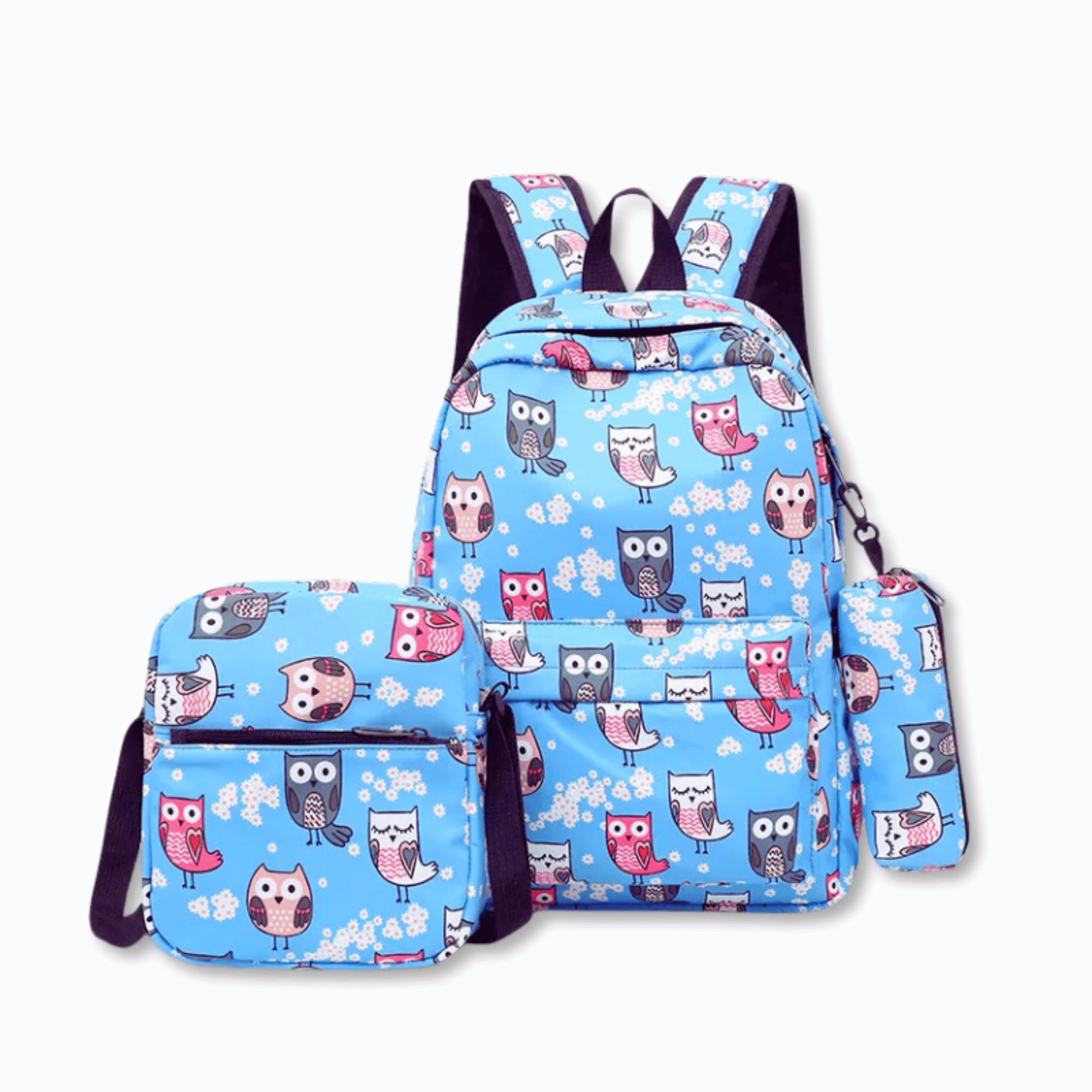PACK MOCHILA LONCHERA ESTUCHE 43CM JUVENIL Y ESCOLAR CUTE OWLS - 1