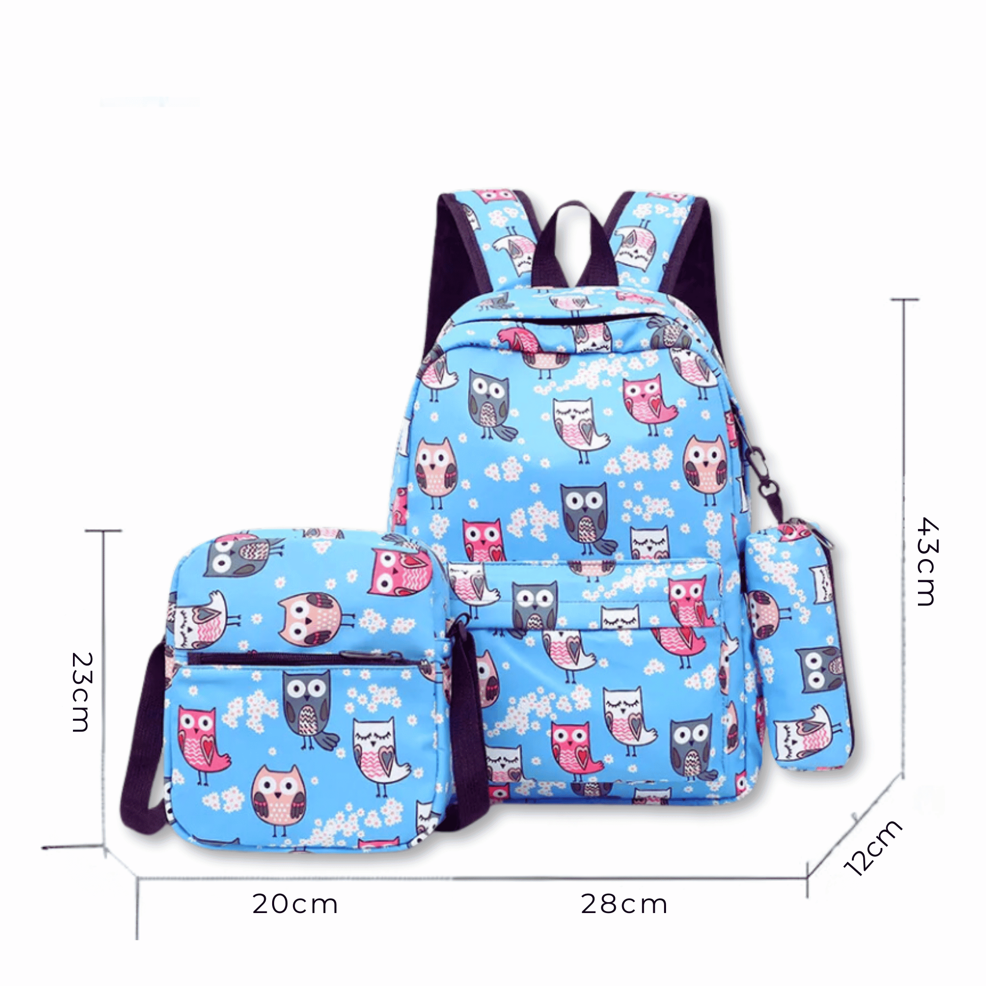 PACK MOCHILA LONCHERA ESTUCHE 43CM JUVENIL Y ESCOLAR CUTE OWLS - 2