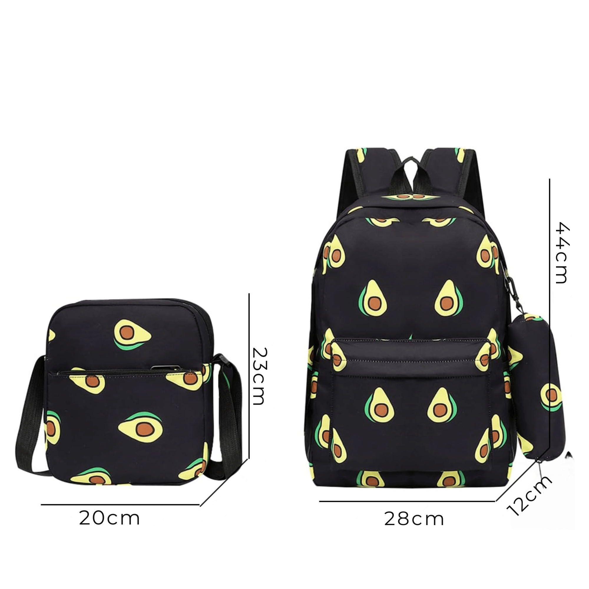 PACK MOCHILA LONCHERA ESTUCHE 43CM JUVENIL Y ESCOLAR BLACK AVOCADO - 2