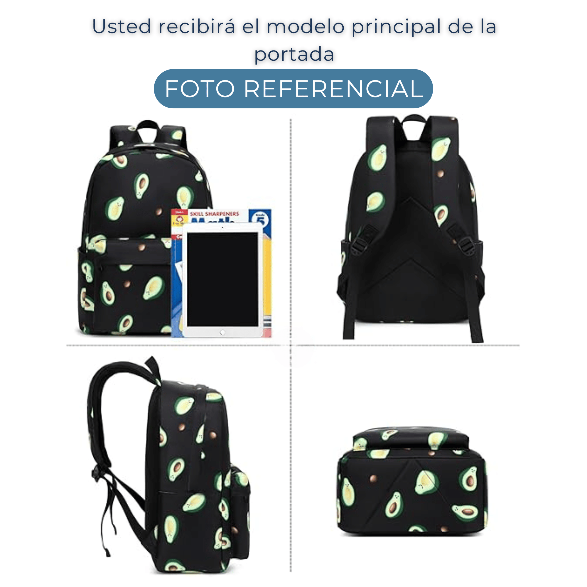 PACK MOCHILA LONCHERA ESTUCHE 43CM JUVENIL Y ESCOLAR BLACK AVOCADO - 3