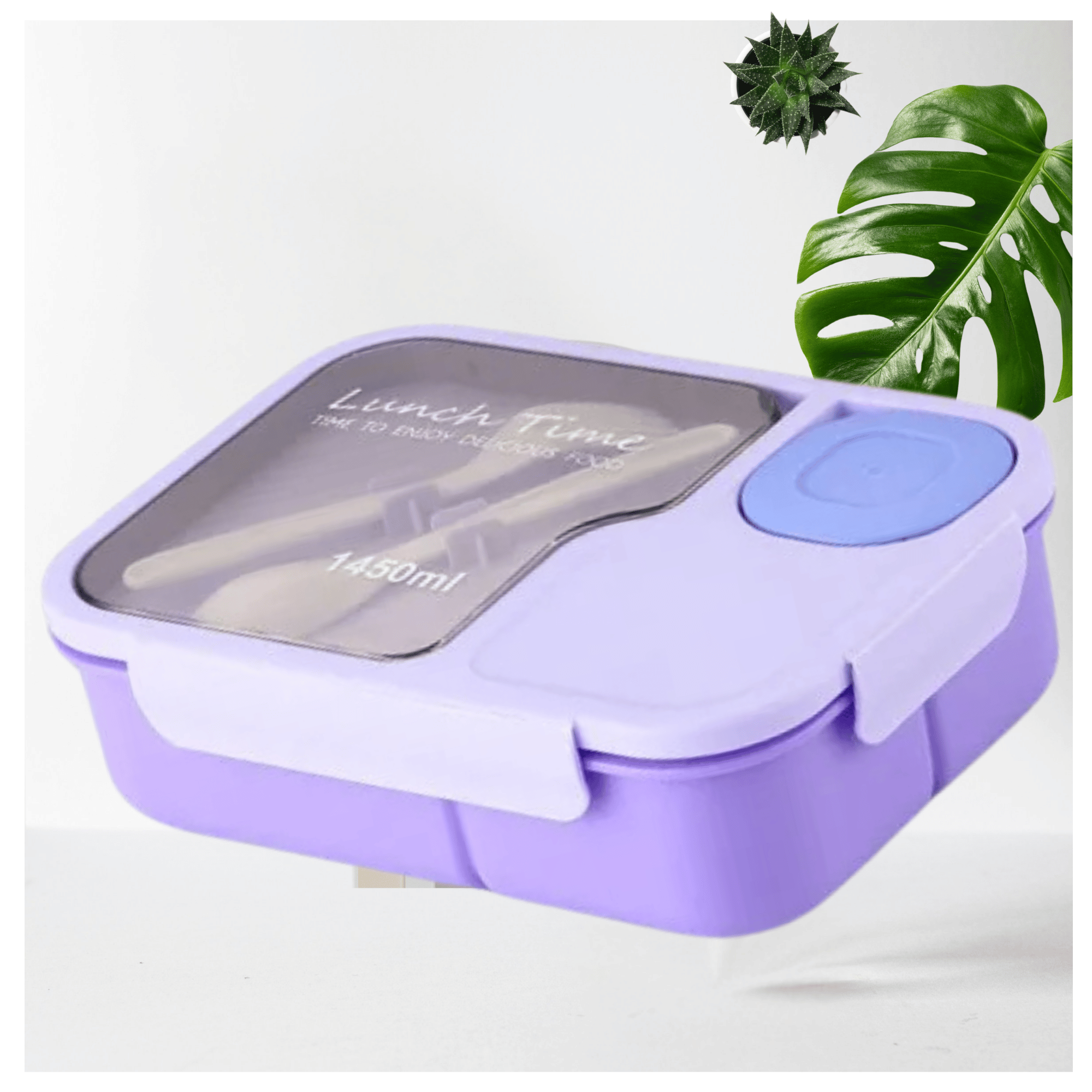 FIAMBRERA BENTO CONTENEDOR DE 1450 ML TÁPER HERMÉTICO + CUBIERTOS PLÁSTICO PURPLE - 5